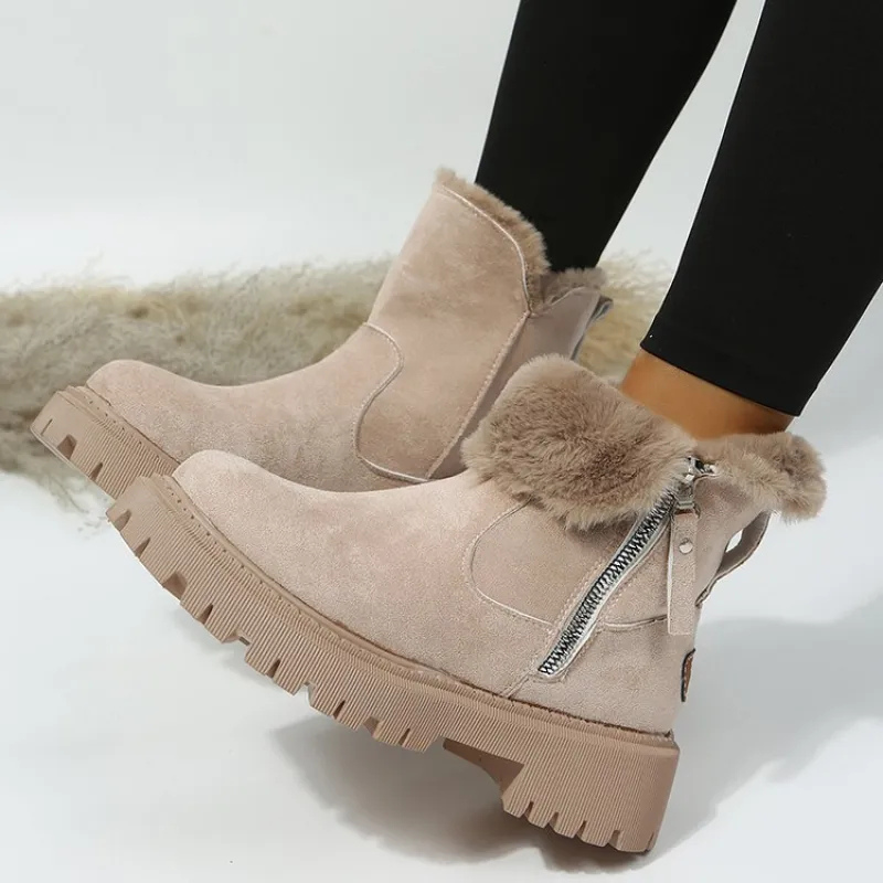 Winter ankle boots with textured sole and warm lining for women