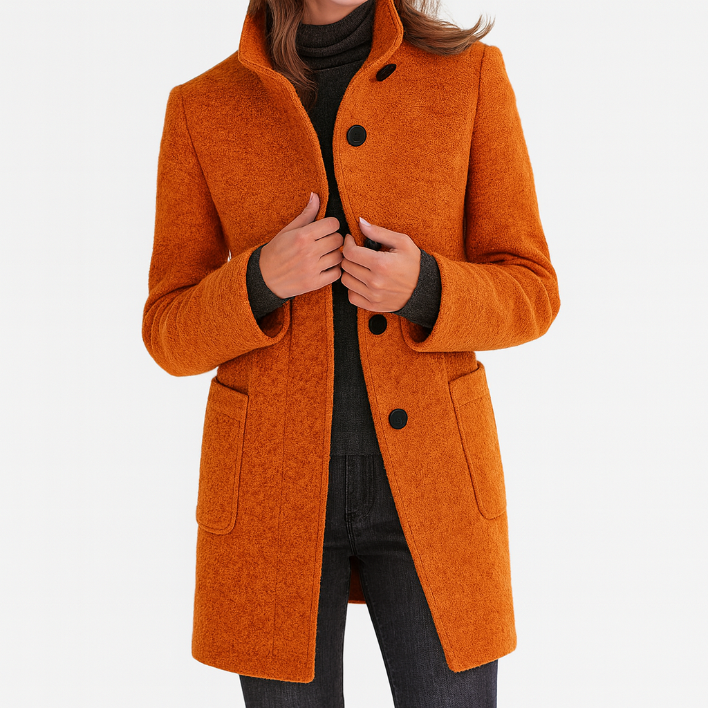 Wool blend jacket with professional styling and classic fit for women