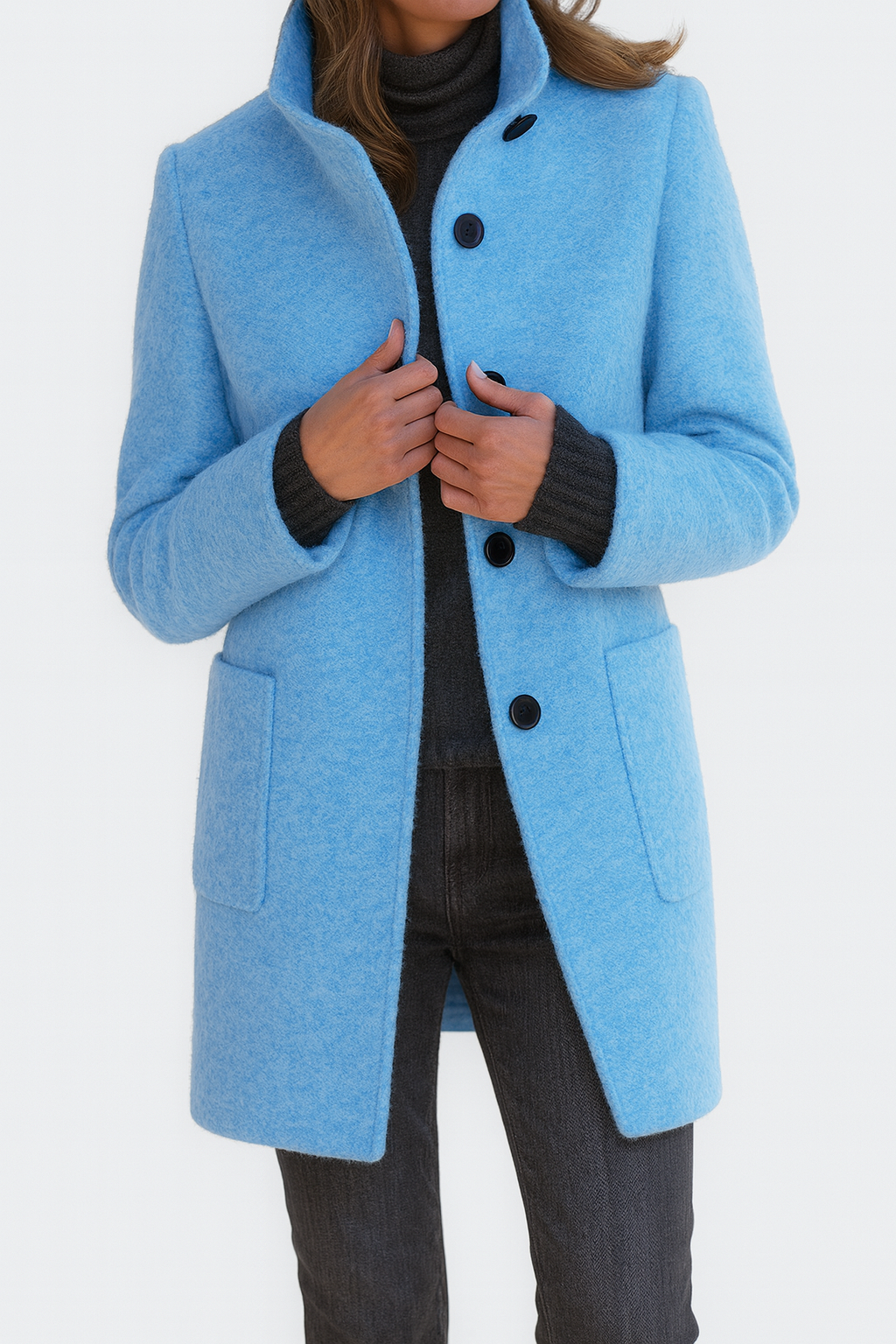 Wool blend blazer with elegant cut and classic styling for women