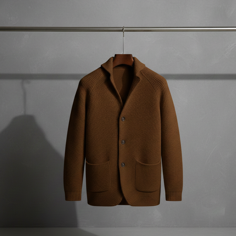 Shawl collar cardigan with front button fastening detail