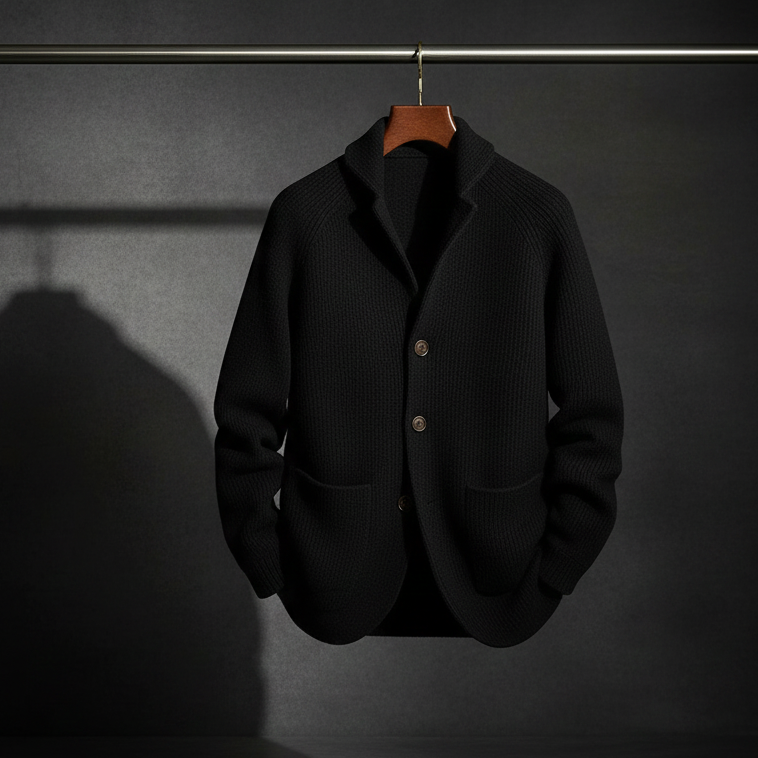 Textured wool cardigan with button-through front styling