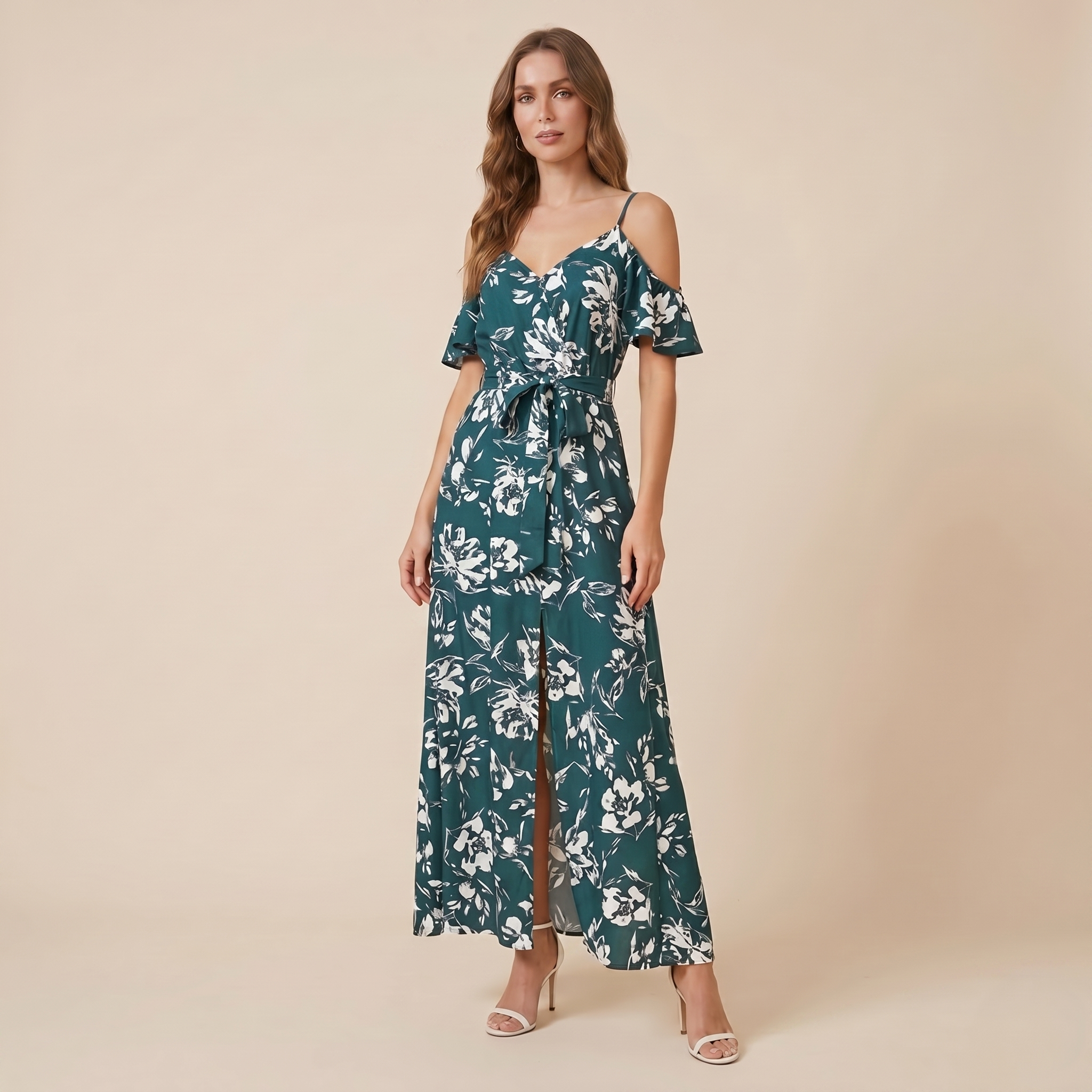 Wrap front detail of maxi dress