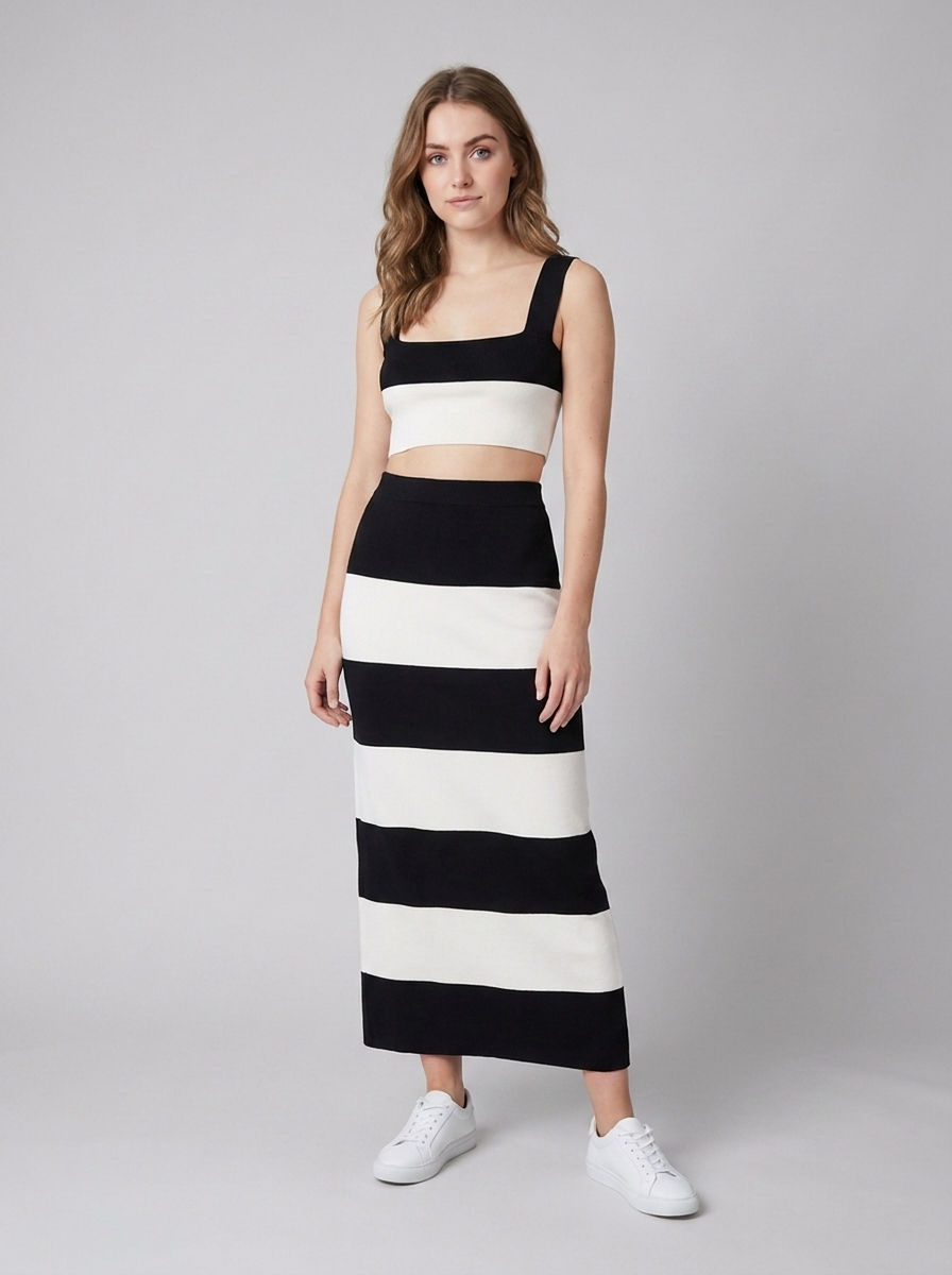 Casual striped outfit with a sleeveless top