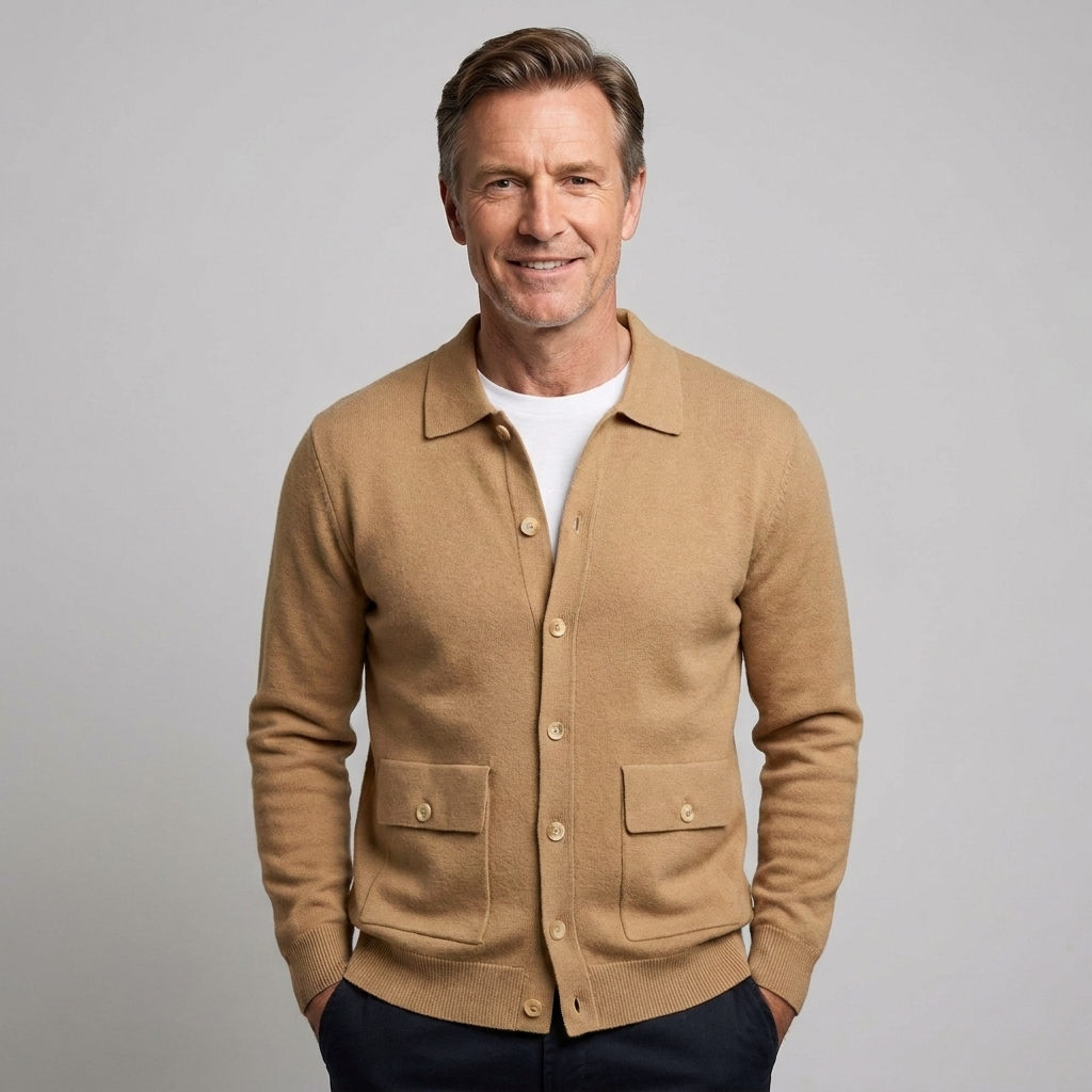 Cashmere button jacket with a classic collar