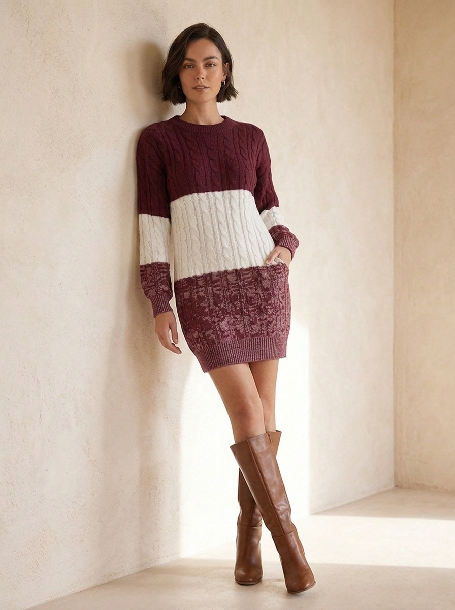 Pullover knitted dress for autumn styling