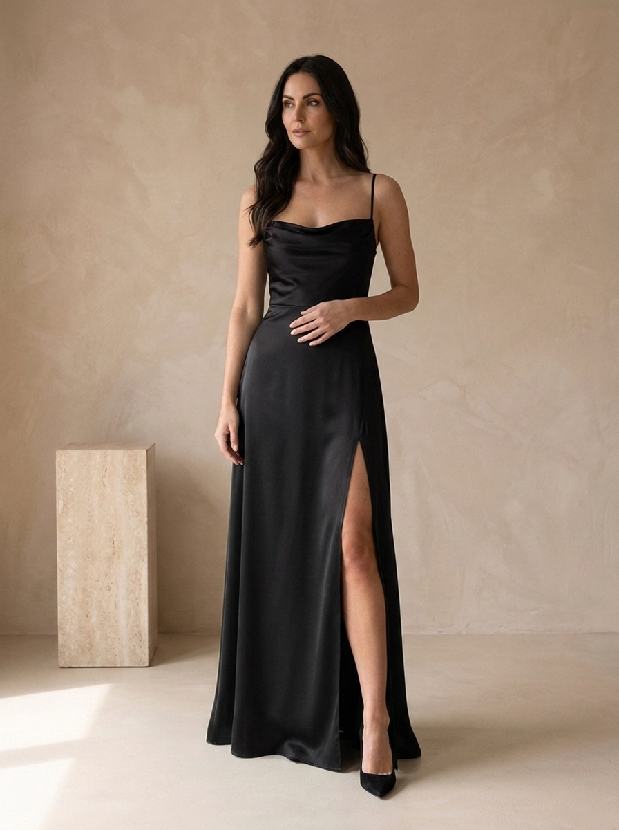 Maxi dress with a flattering cowl neckline