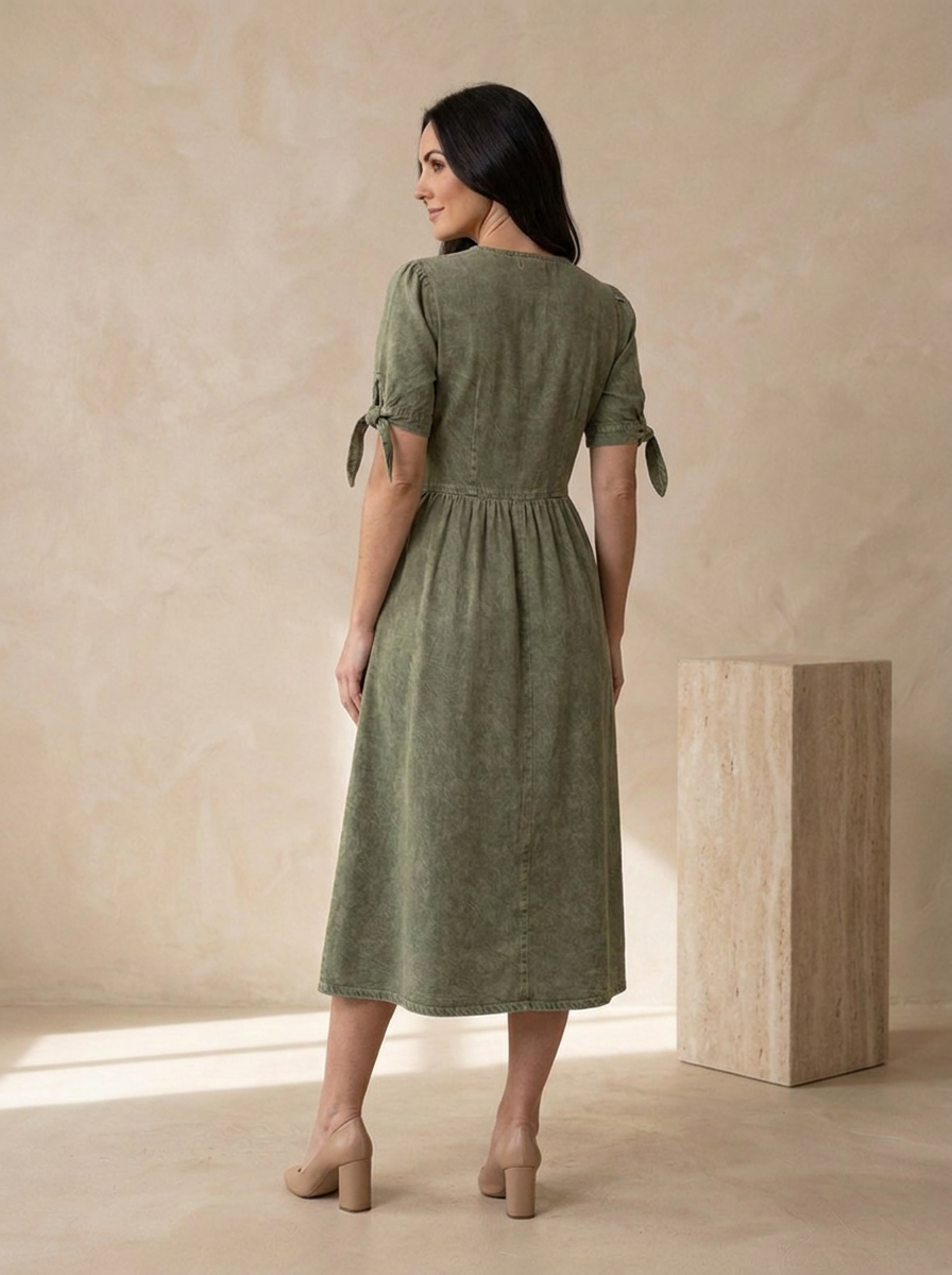 Women's denim dress for work and travel