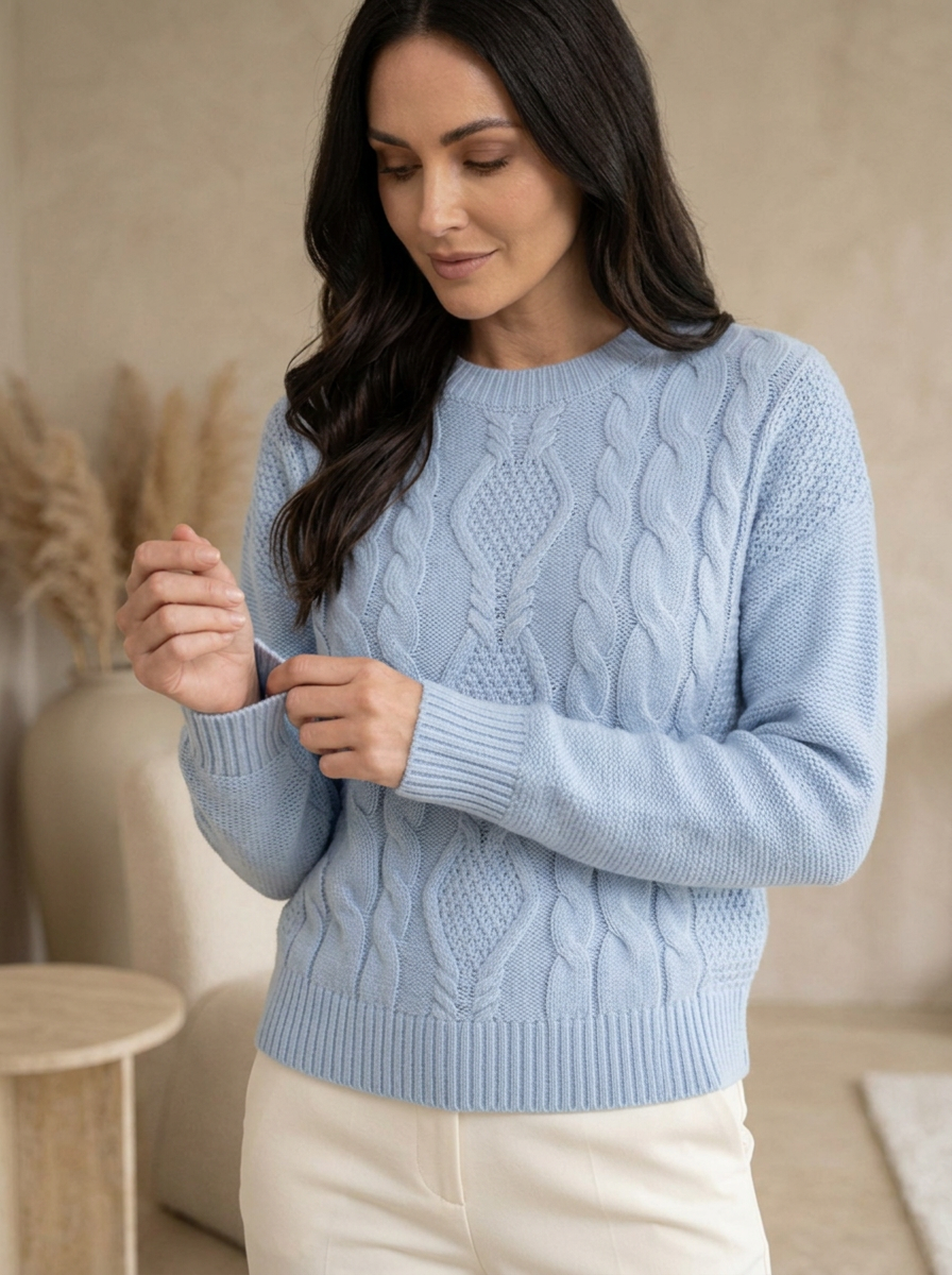 Women's regular fit cable knit sweater