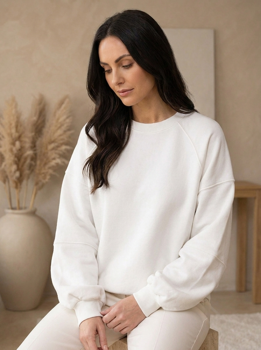 Women's crew neck sweatshirt with long sleeves