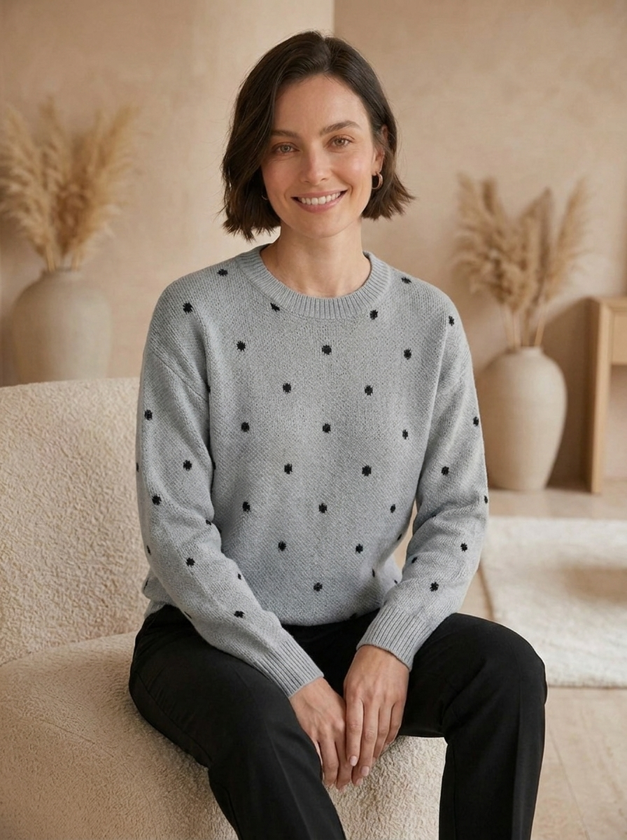 Women's knit jumper with a classic round neck