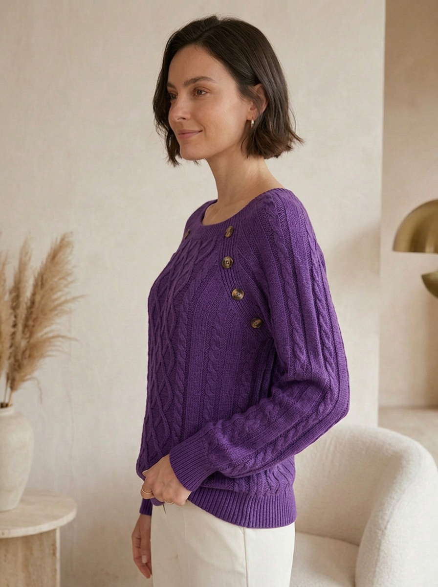 Wool knit cable knit jumper with a regular fit
