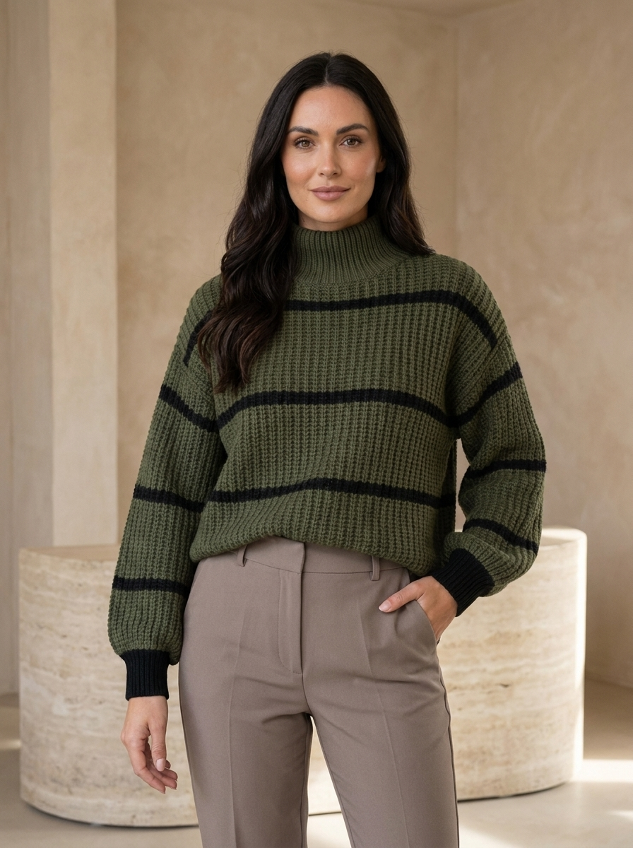 Wool blend striped jumper with a regular fit