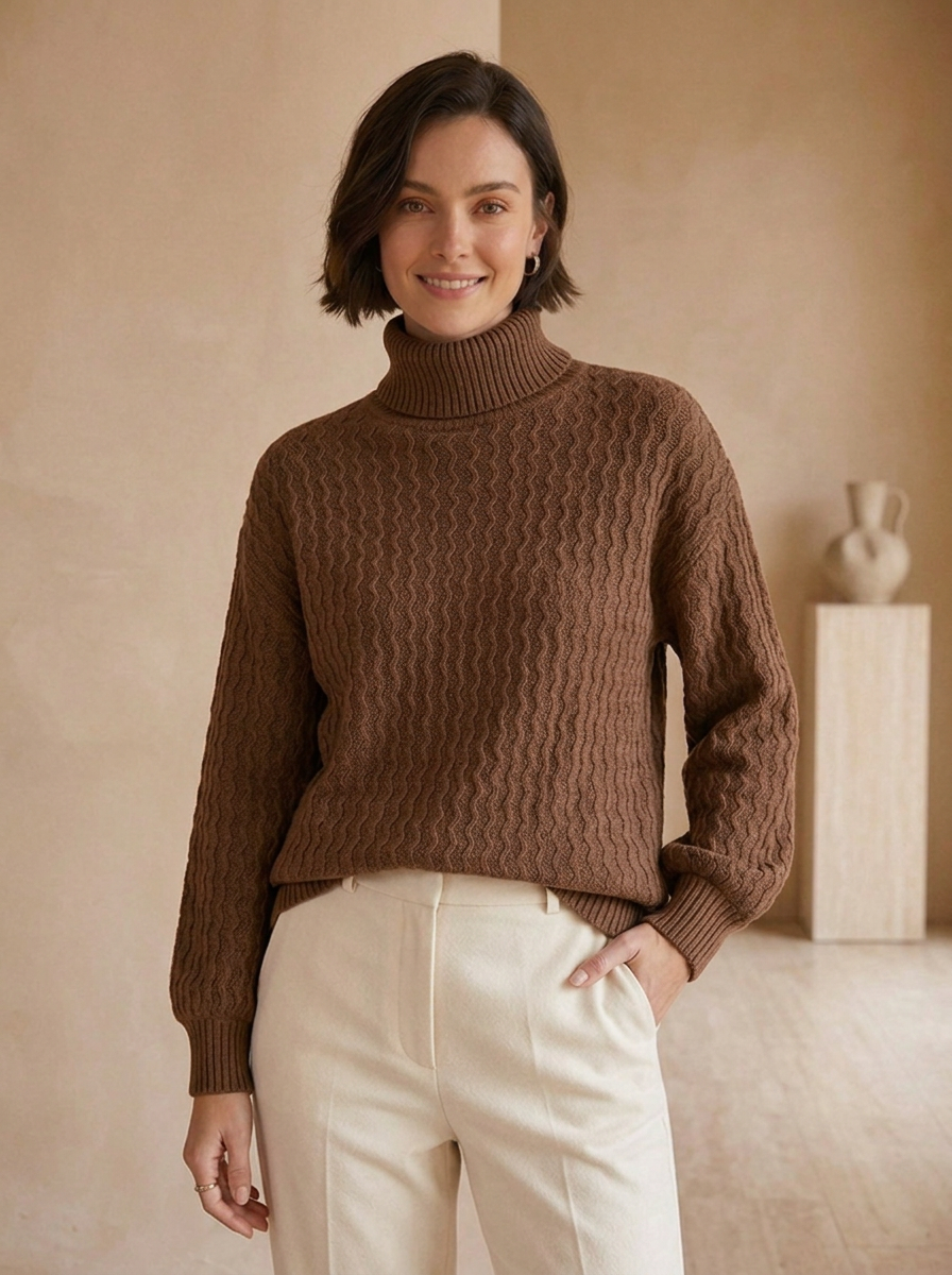 Warm textured jumper for autumn and winter
