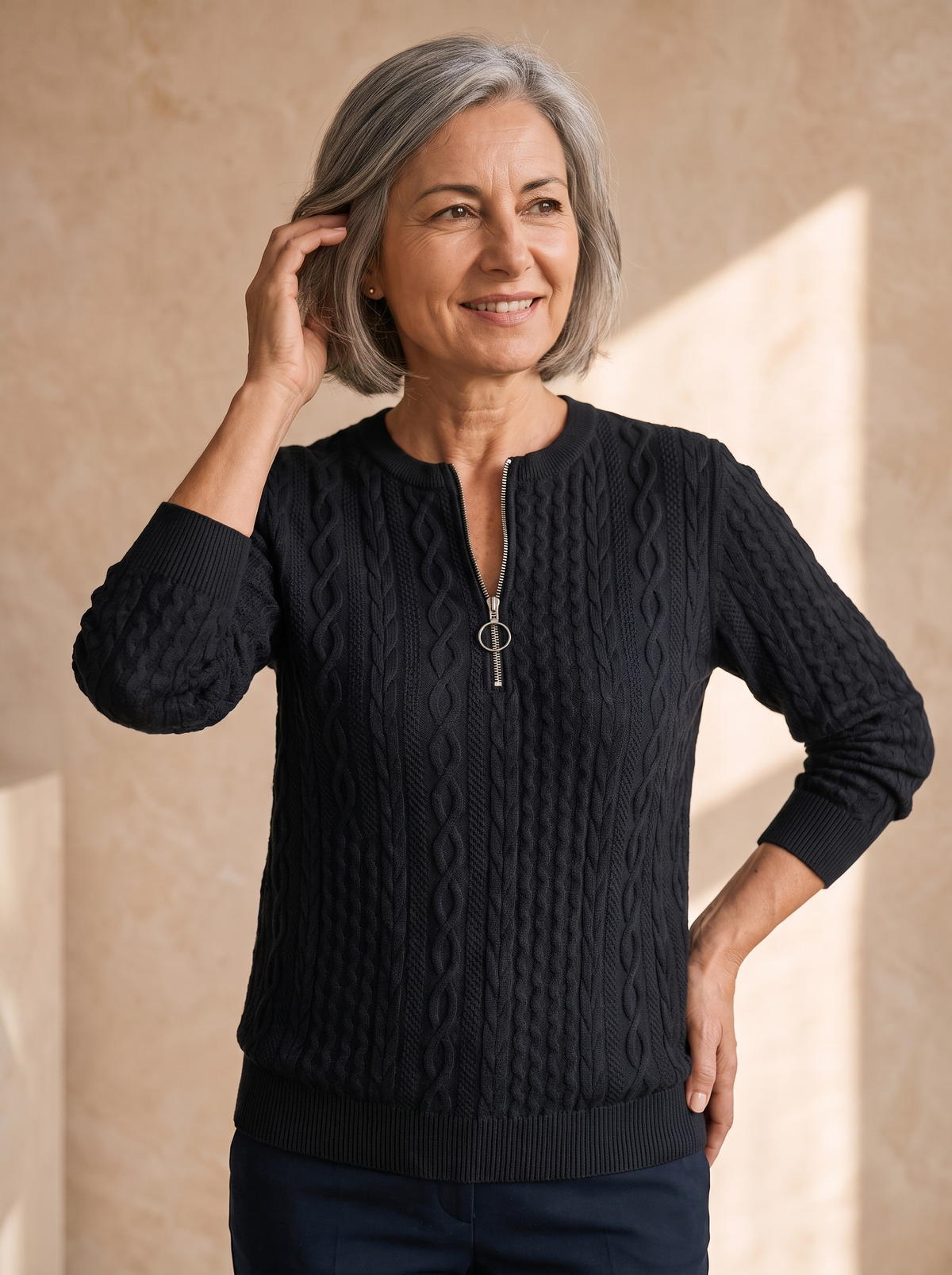 Women's cotton jumper with zipper