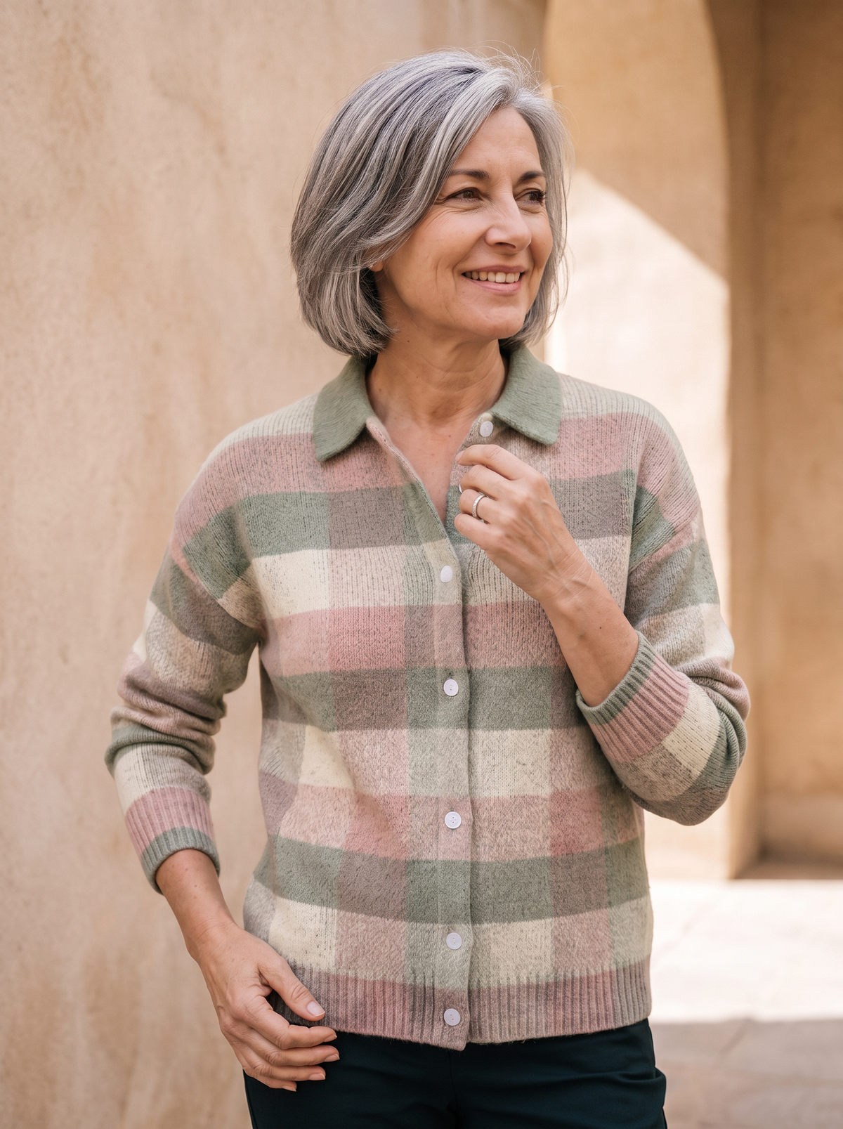 Women's wool knitted cardigan