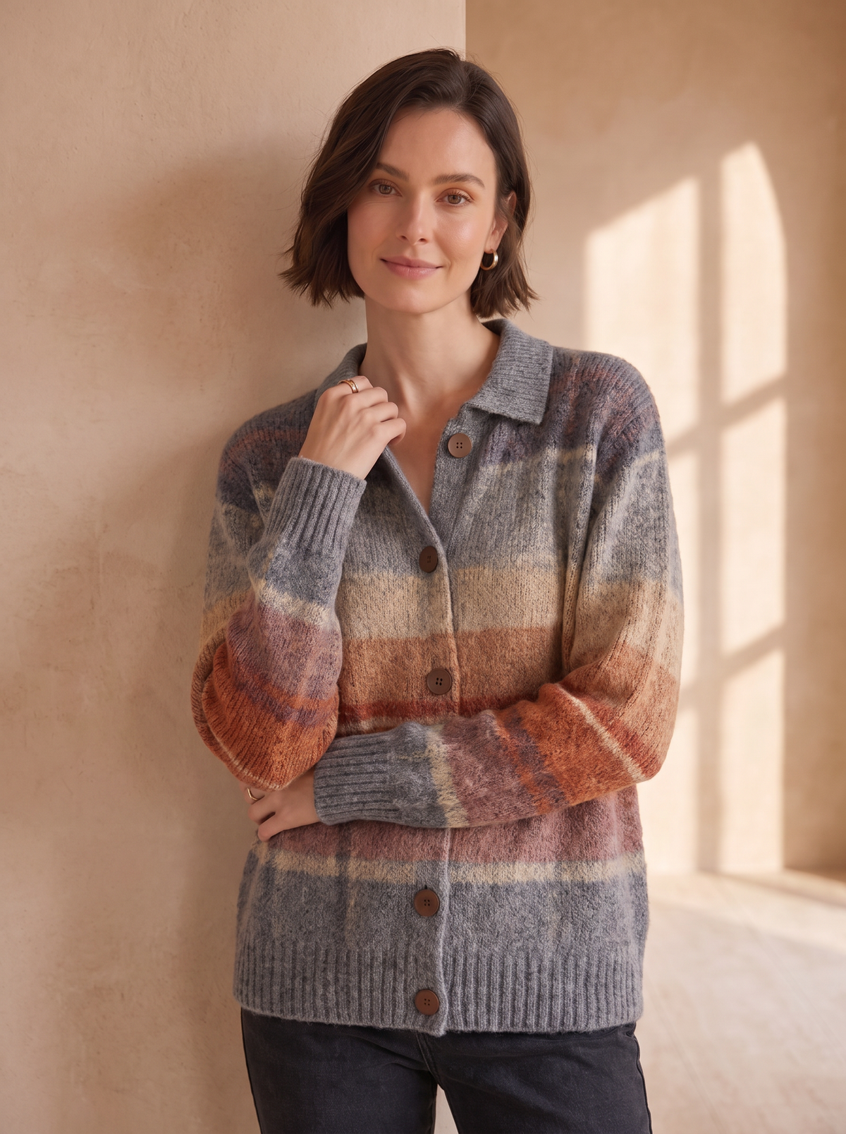 Women's wool knitted cardigan