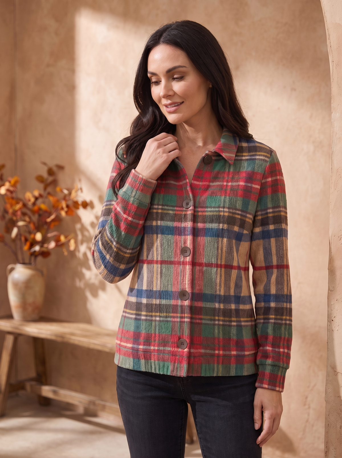 Women's wool button front shirt