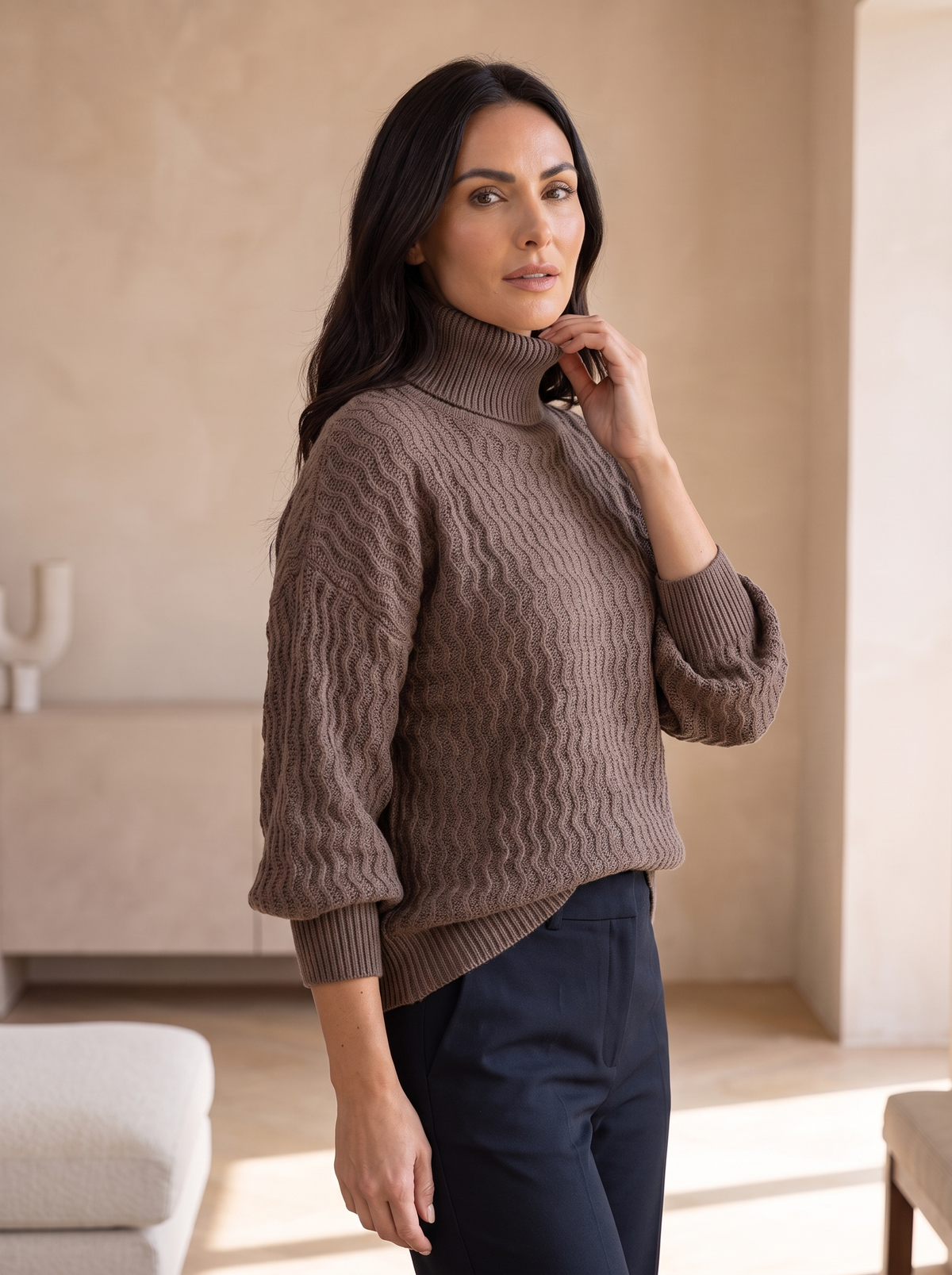 Winter poncho with relaxed fit