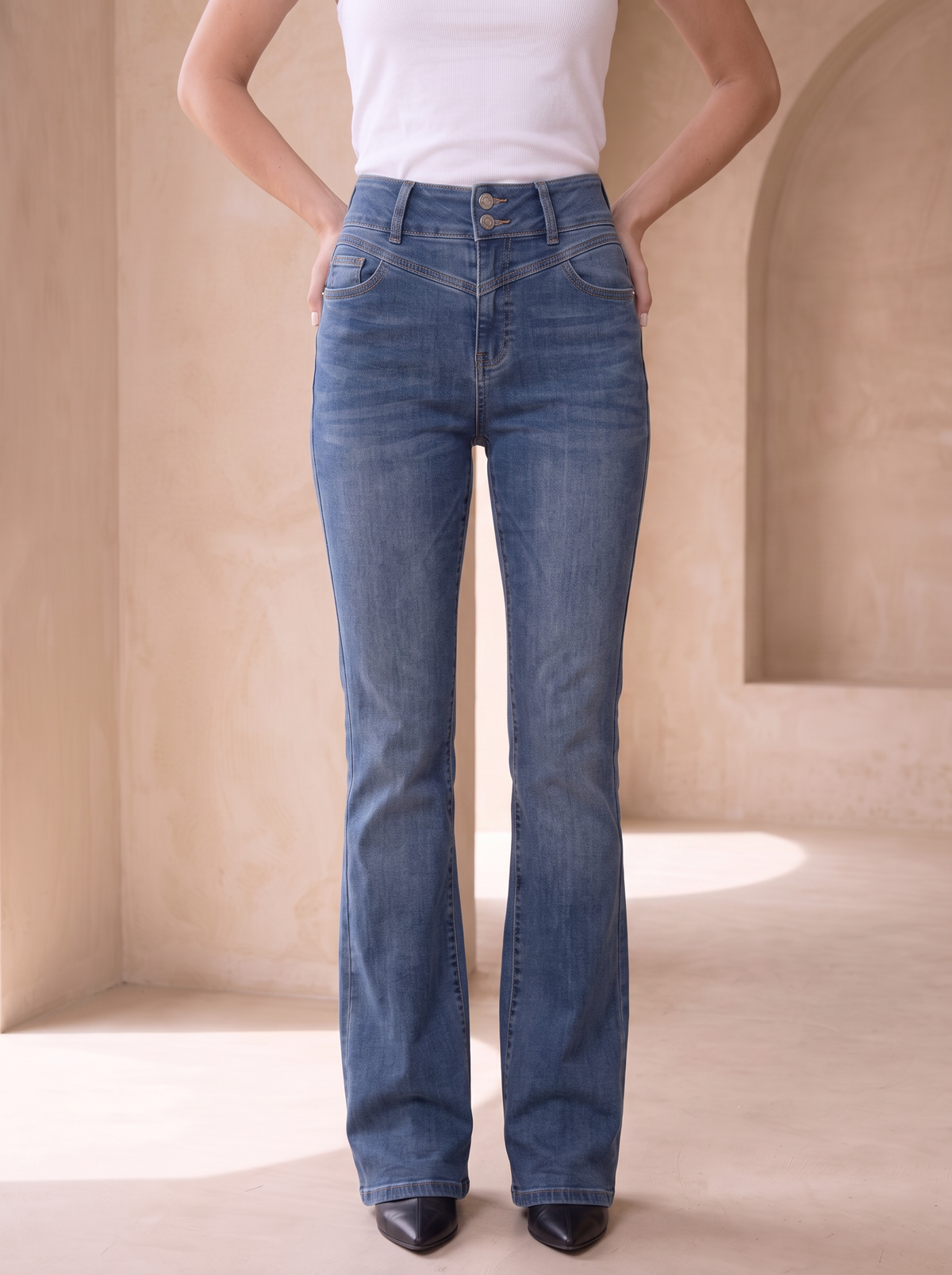 Denim flare jeans slim fit women