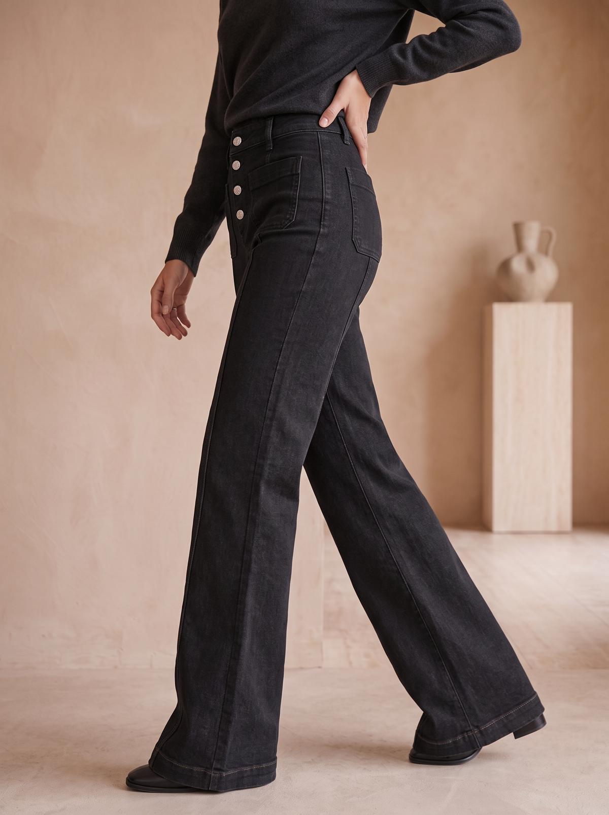 Cotton jeans with flared leg