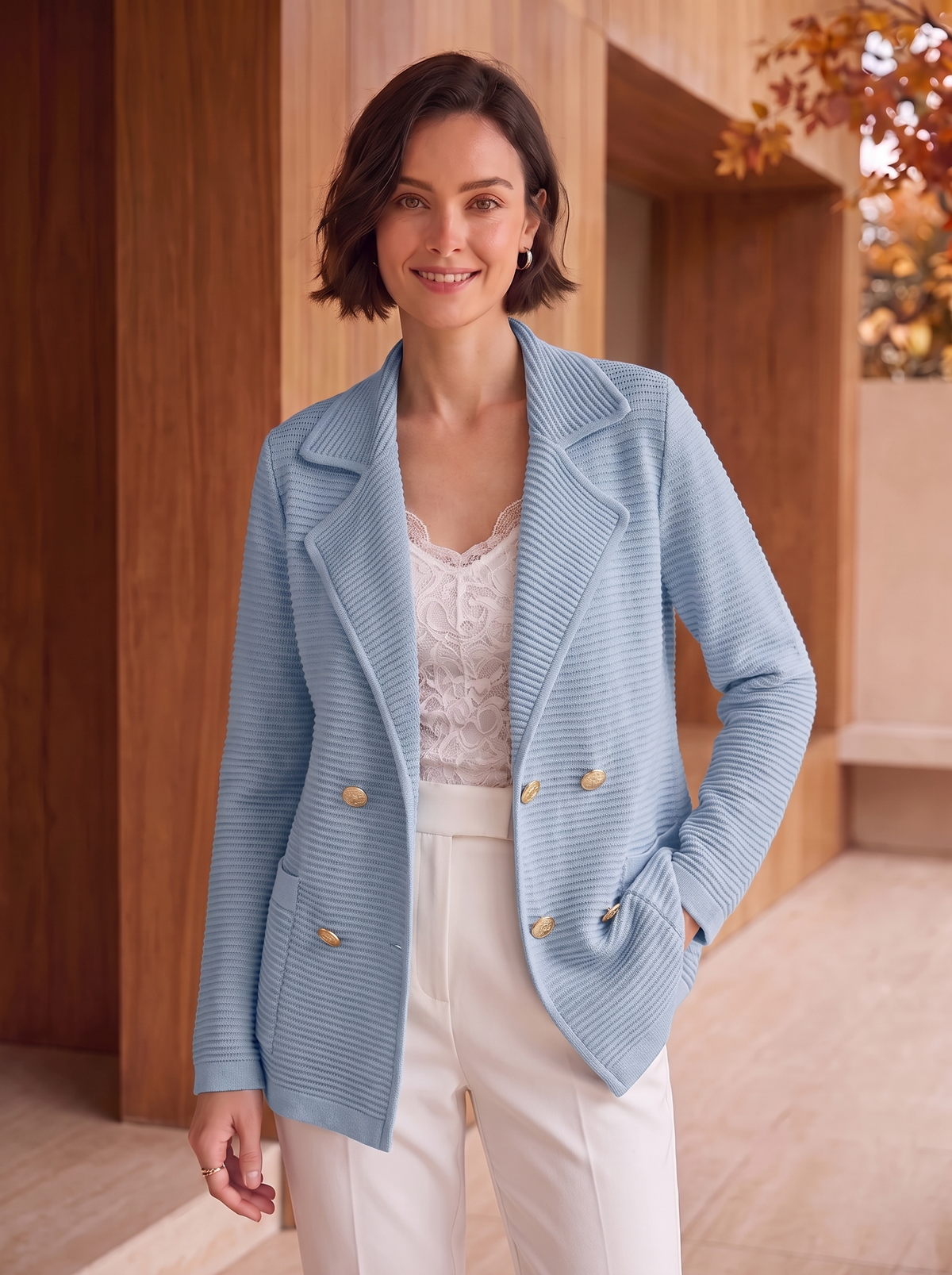 Classic knit blazer women