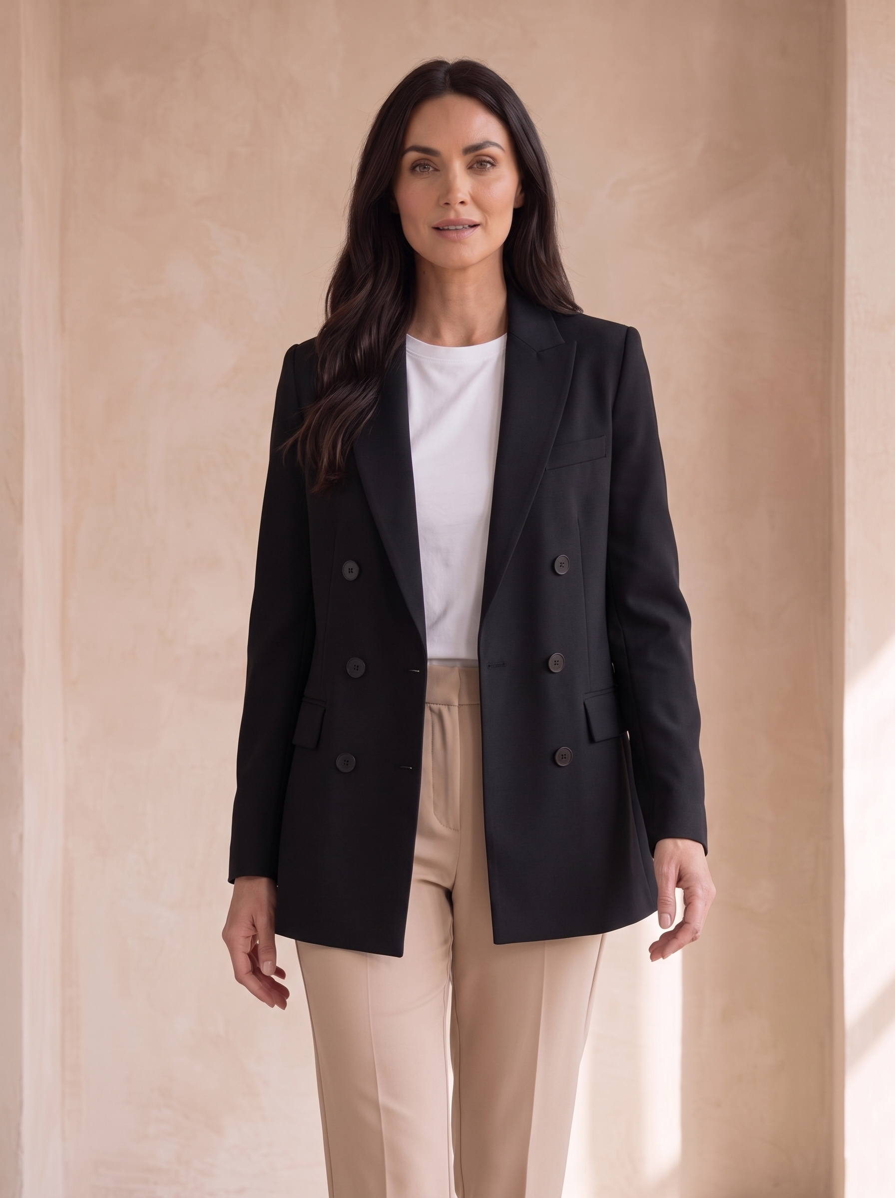 Structured double-breasted blazer women