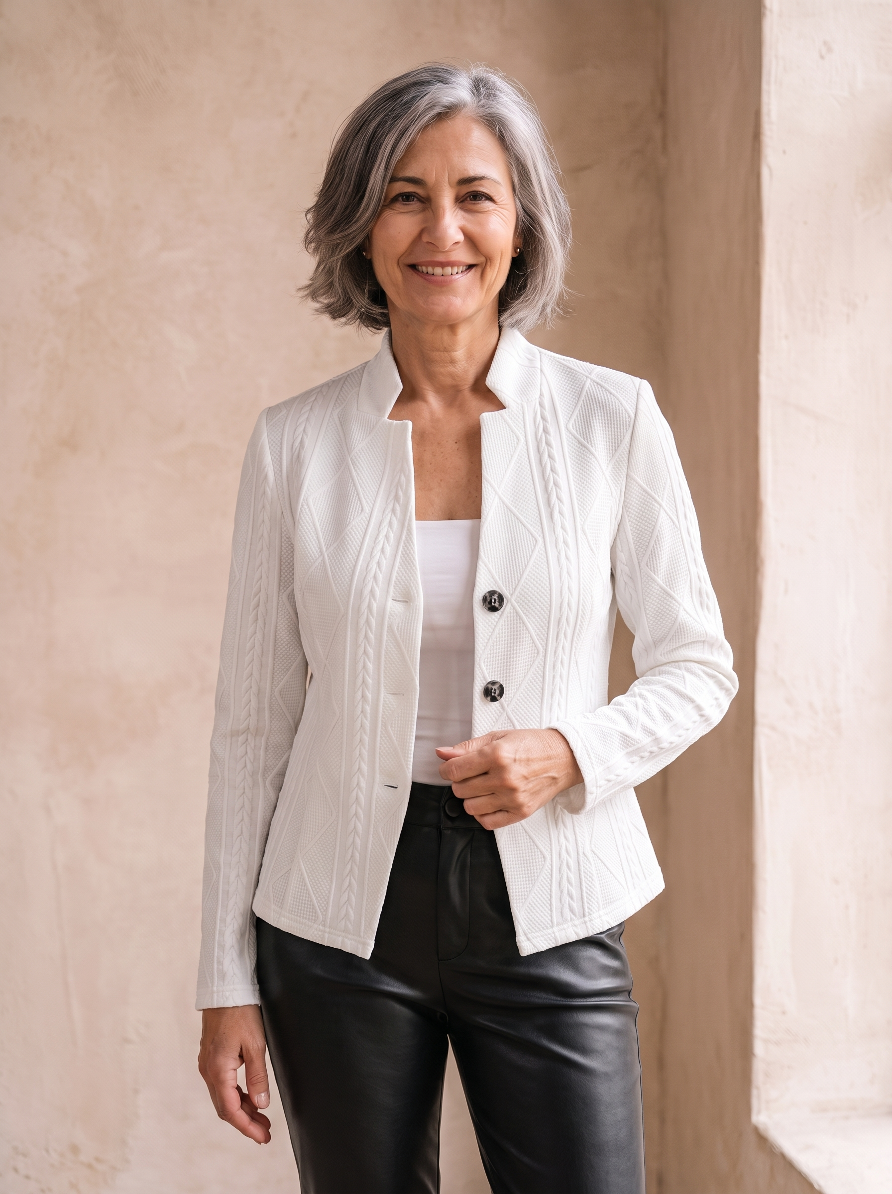 Knit tailored jacket women