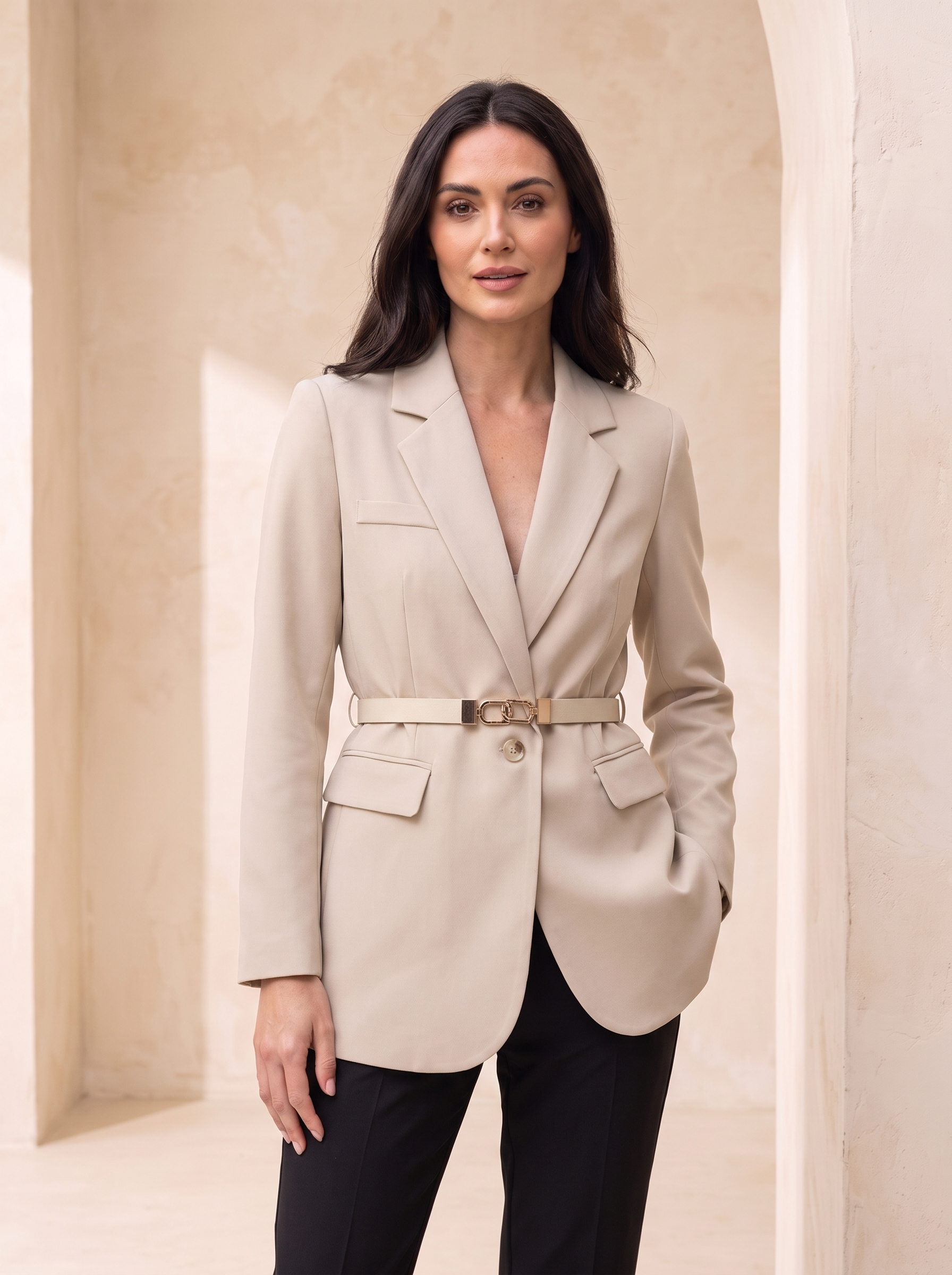 Tailored blazer jacket with belt