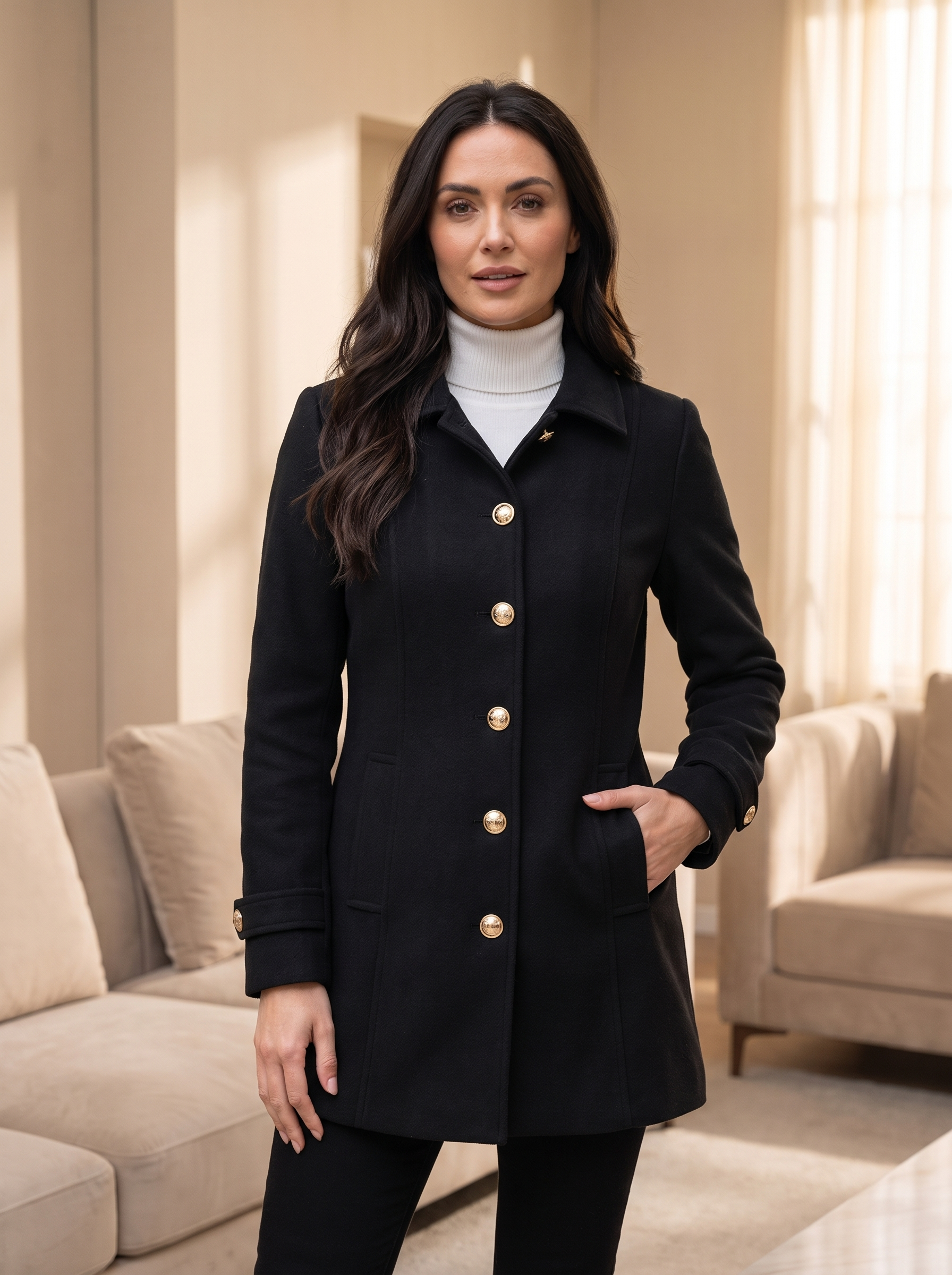 Wool coat tailored fit women