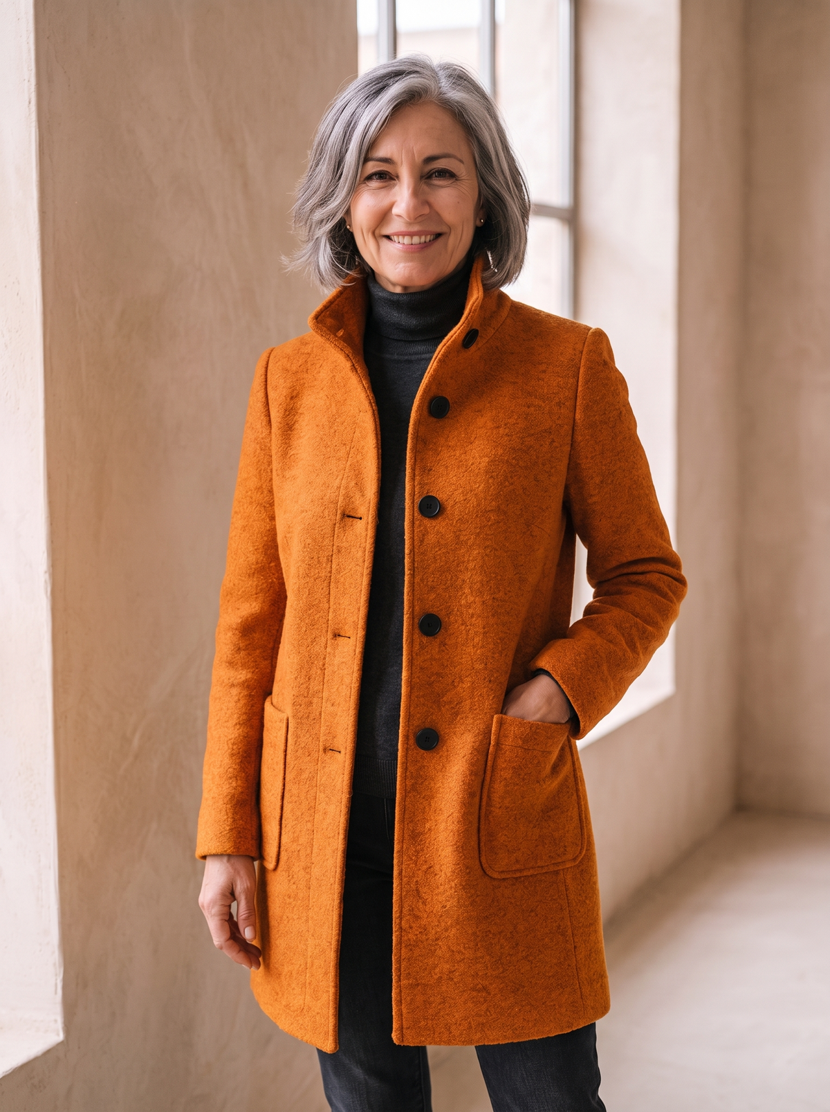 Classic wool blend jacket women