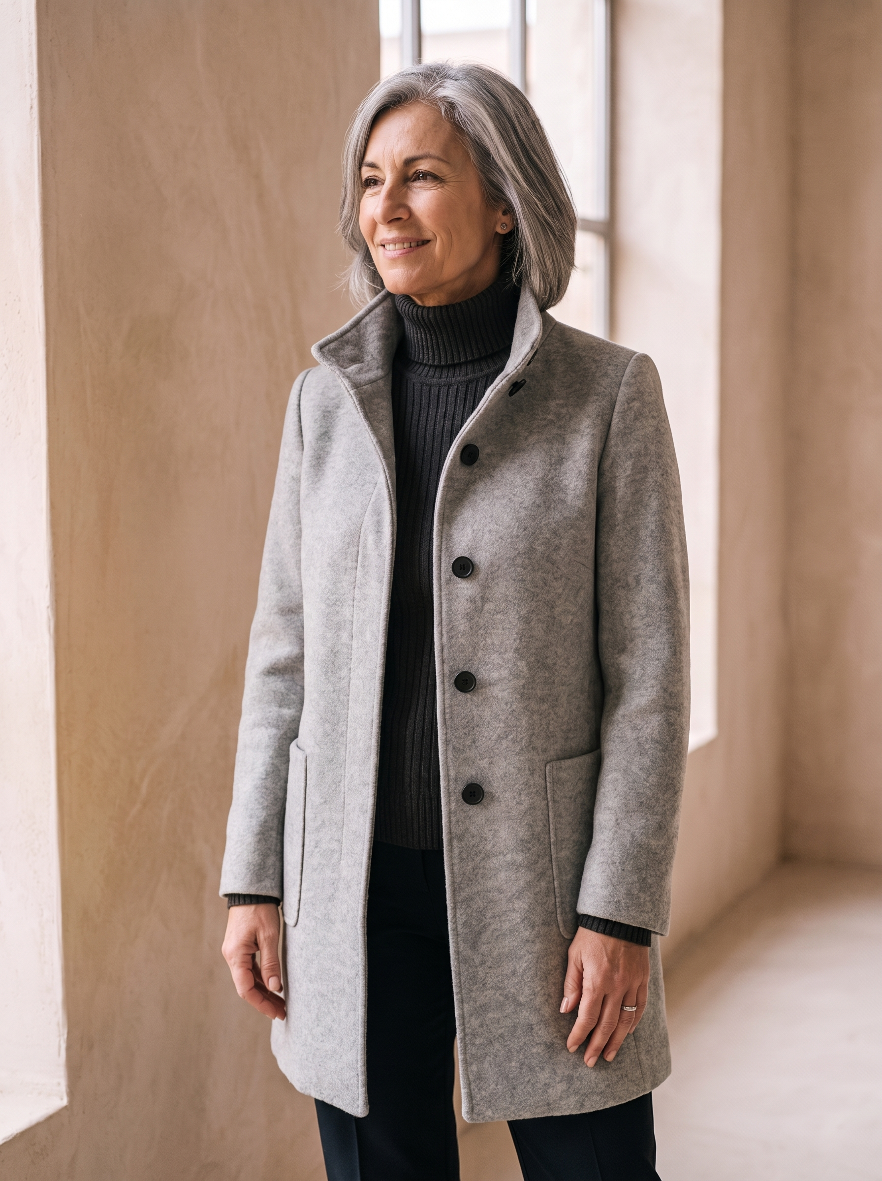 Wool blend jacket tailored fit women