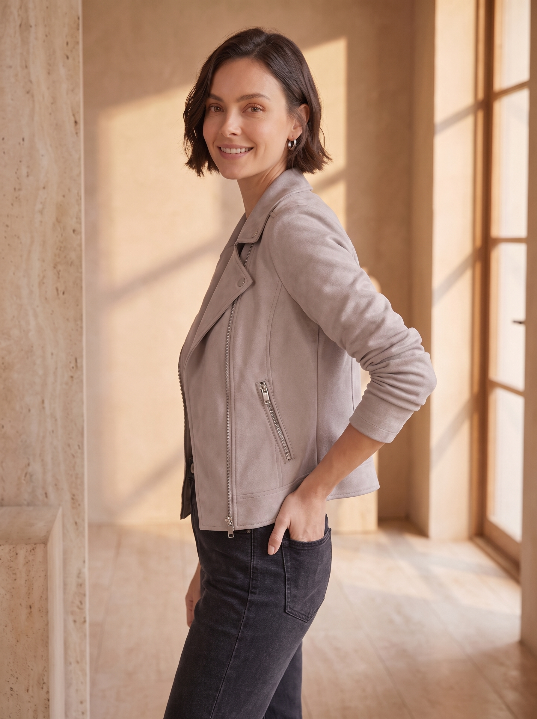 Women's leather biker jacket