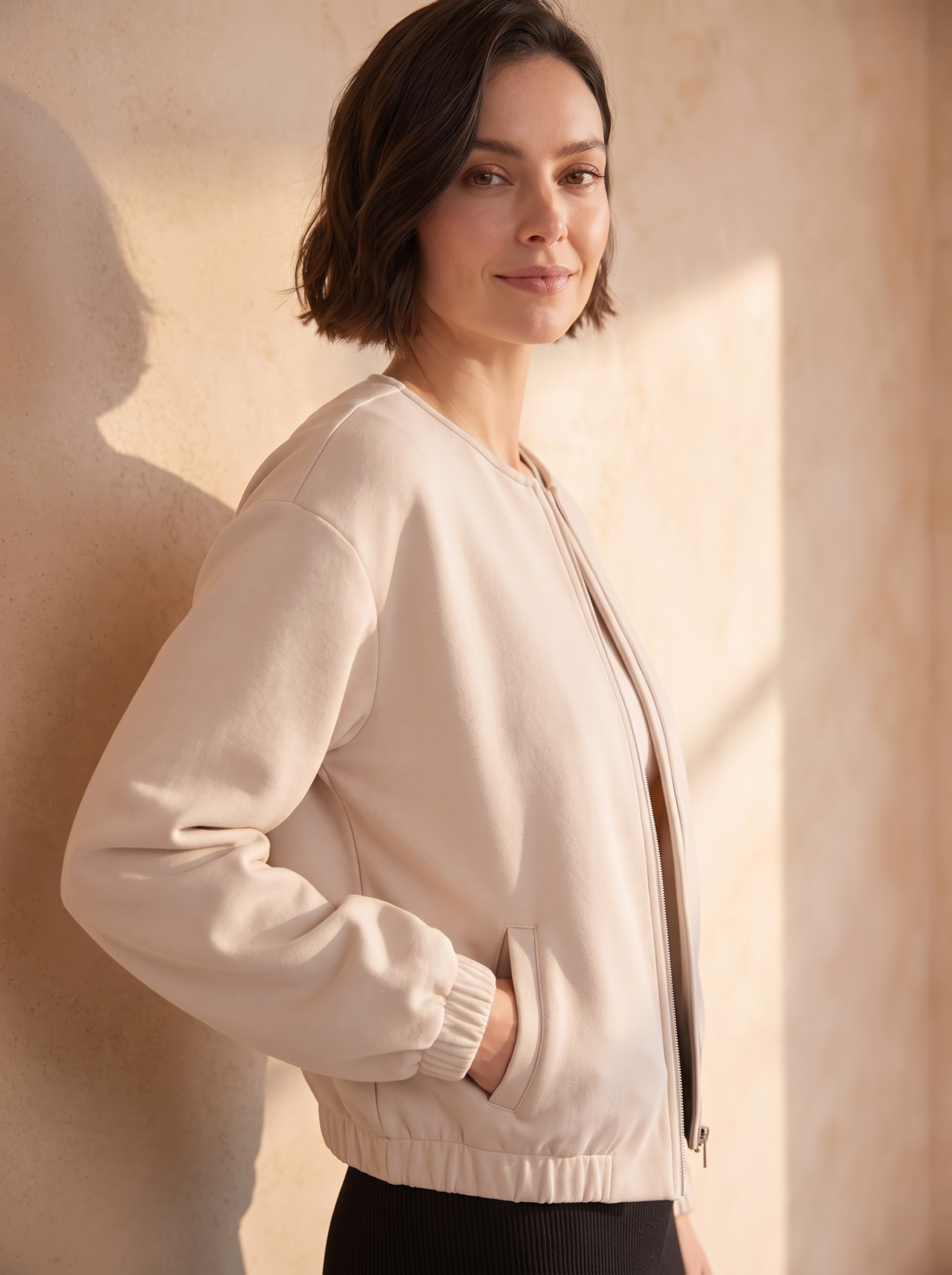 Women's relaxed fit zip front jacket