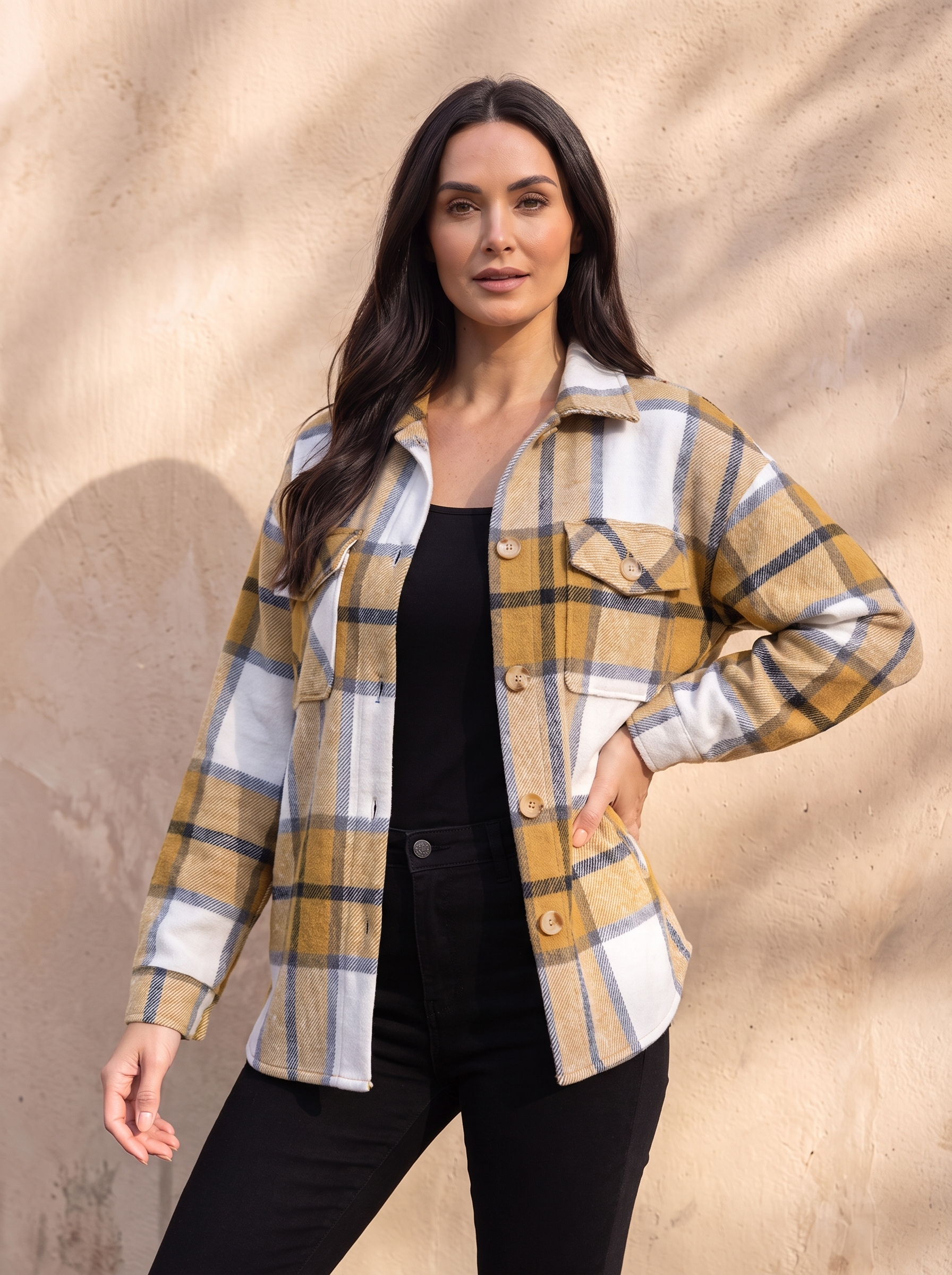 Classic plaid jacket women