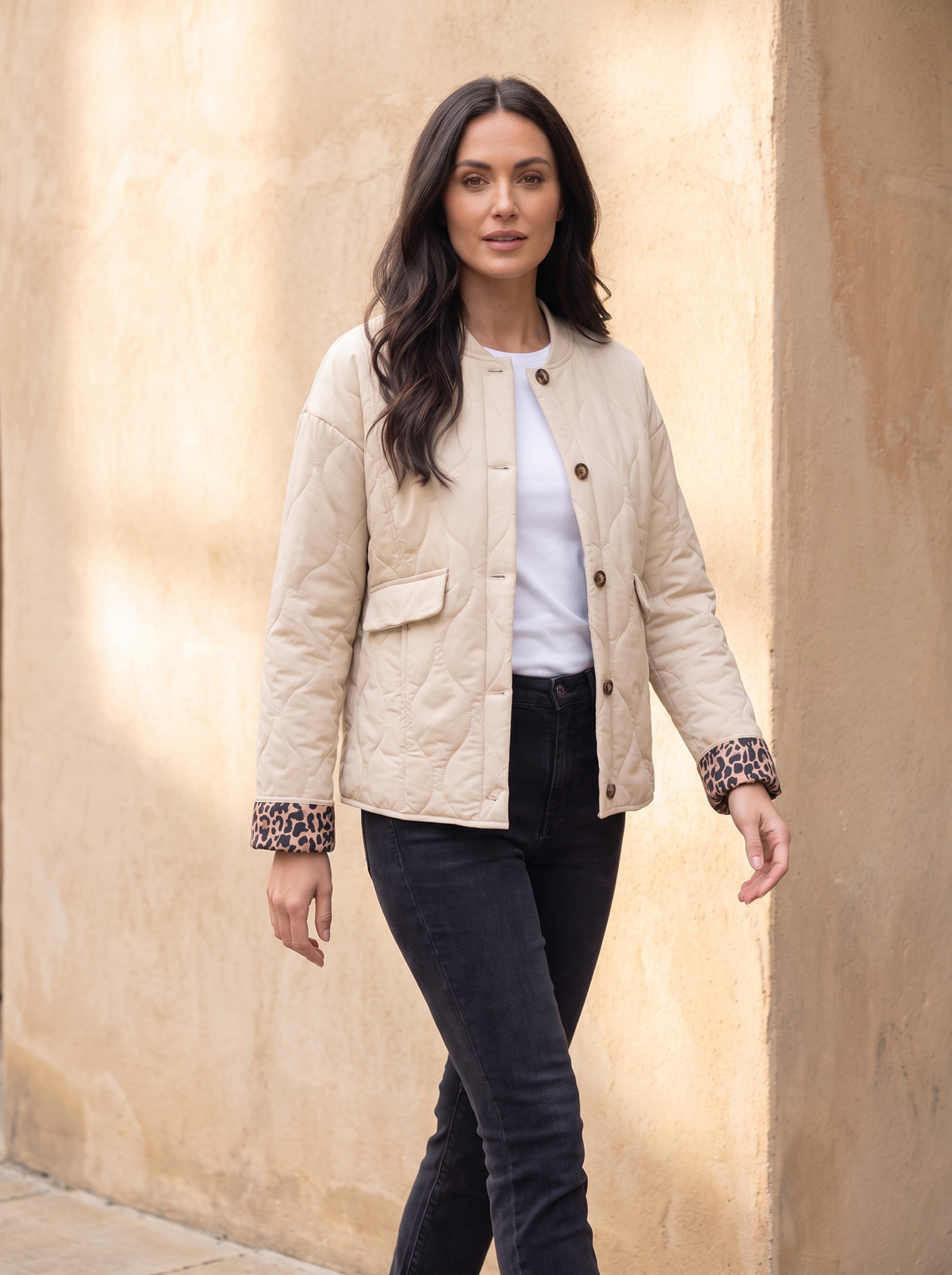 Relaxed fit quilted outerwear women