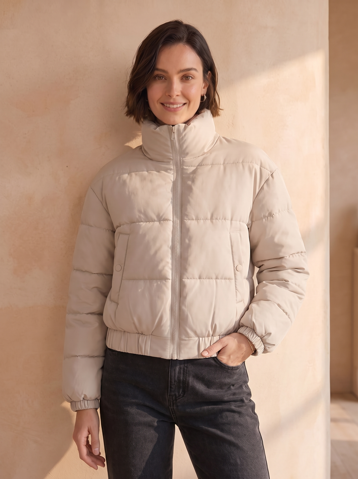 Women's quilted cropped jacket
