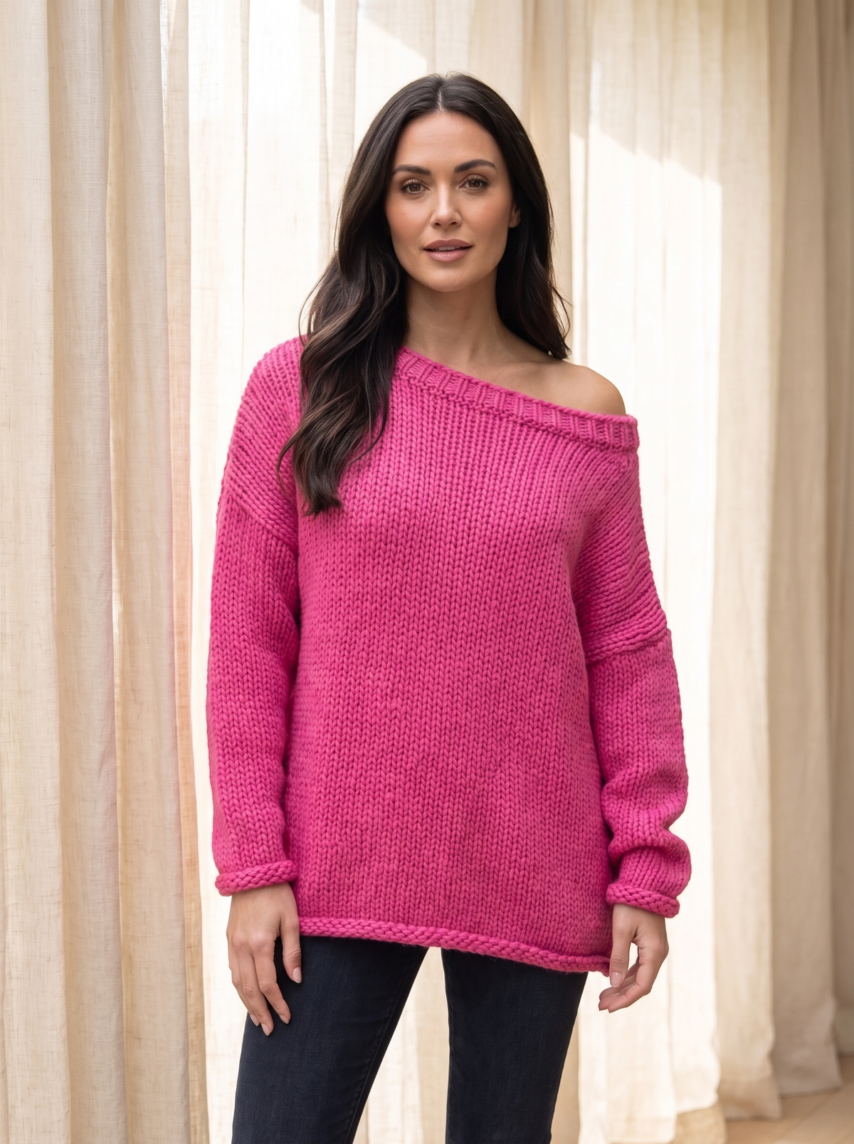 Women's off-shoulder knit sweater