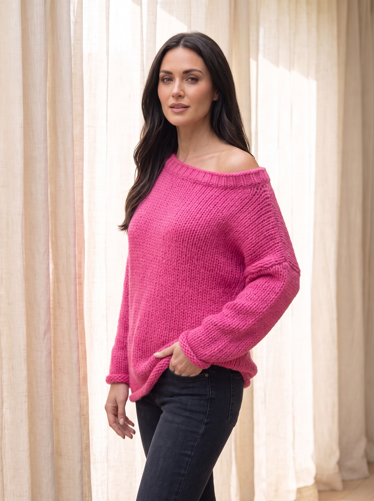 Relaxed knit jumper for women