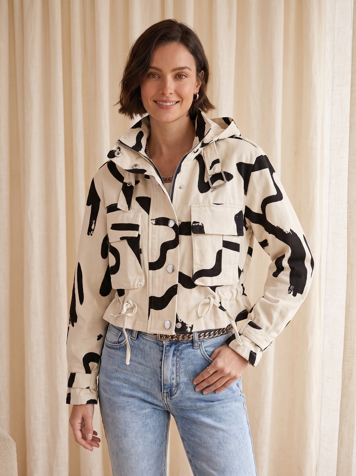 Structured utility jacket women