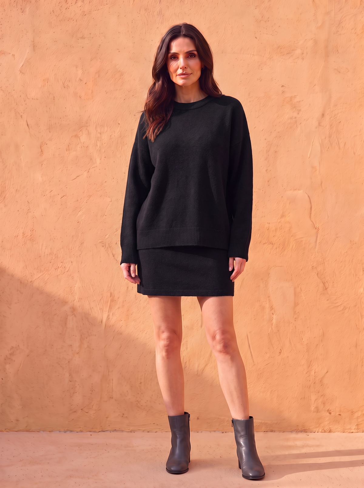 Women's knitted mini skirt set