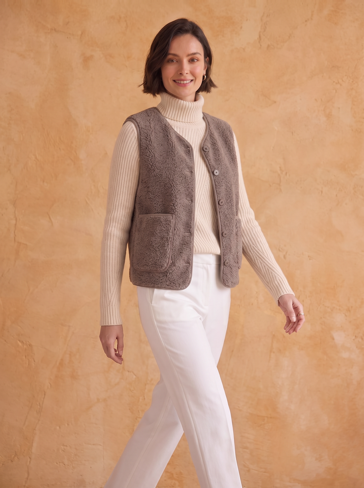 Casual sherpa vest women