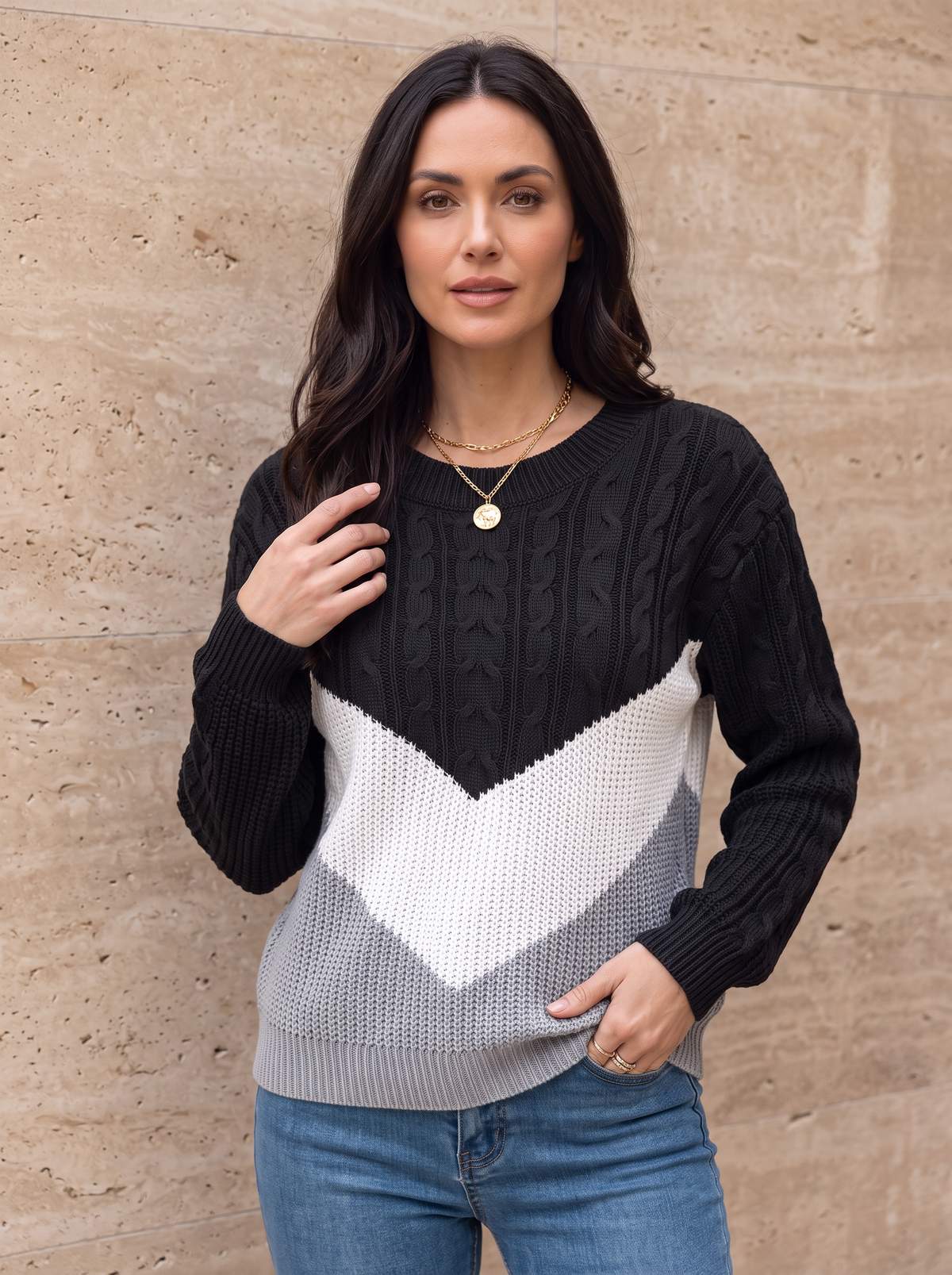 Cable knit jumper regular fit women