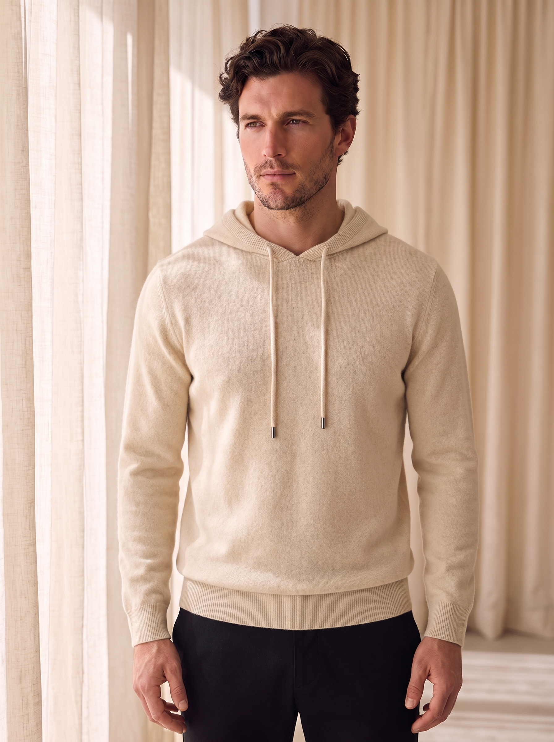 Wool hoodie casual fit men