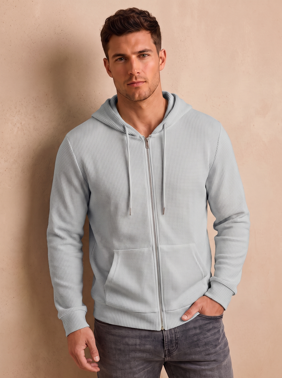 Men's cotton zip-up hoodie