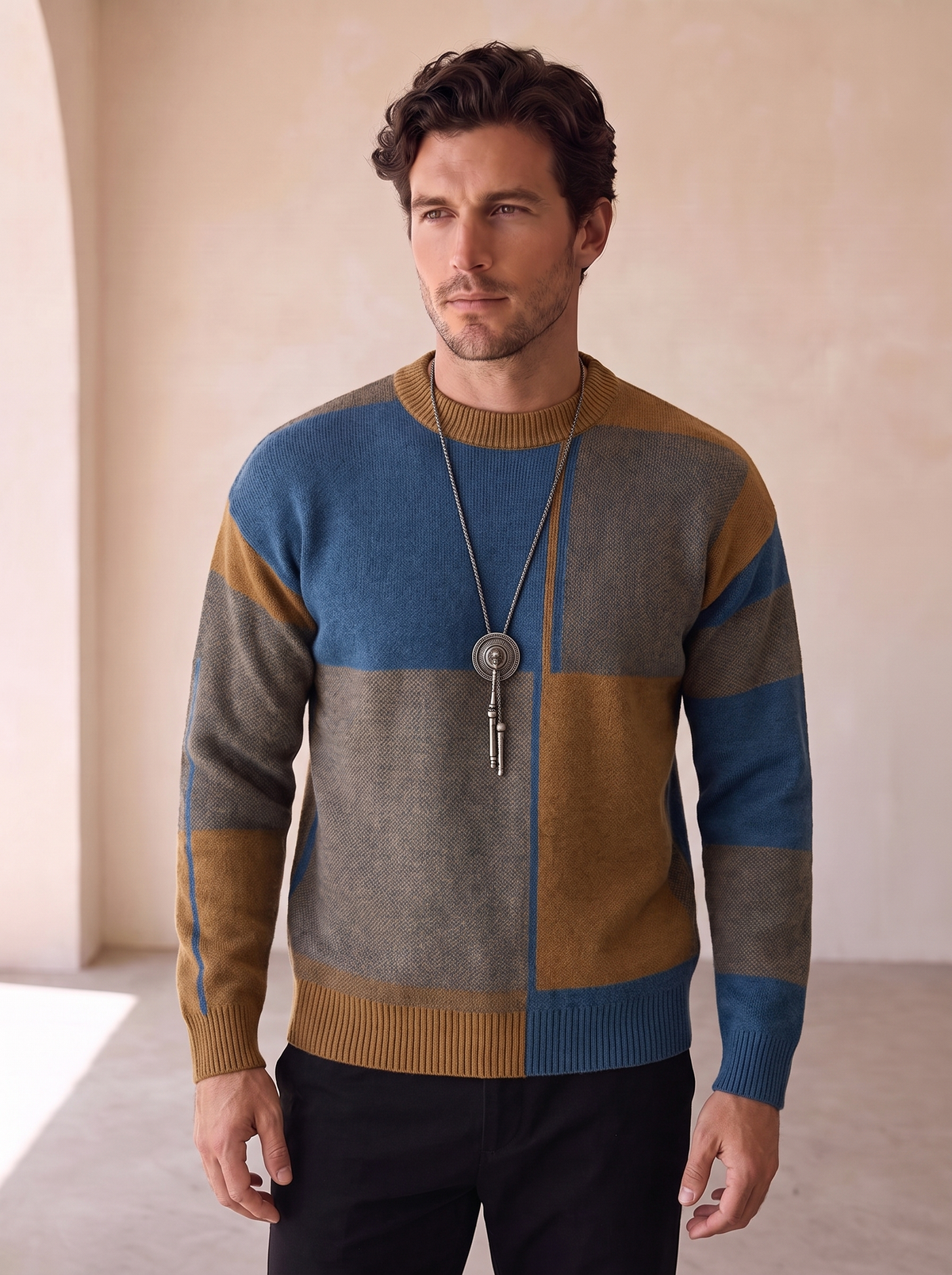 Wool blend jumper for men
