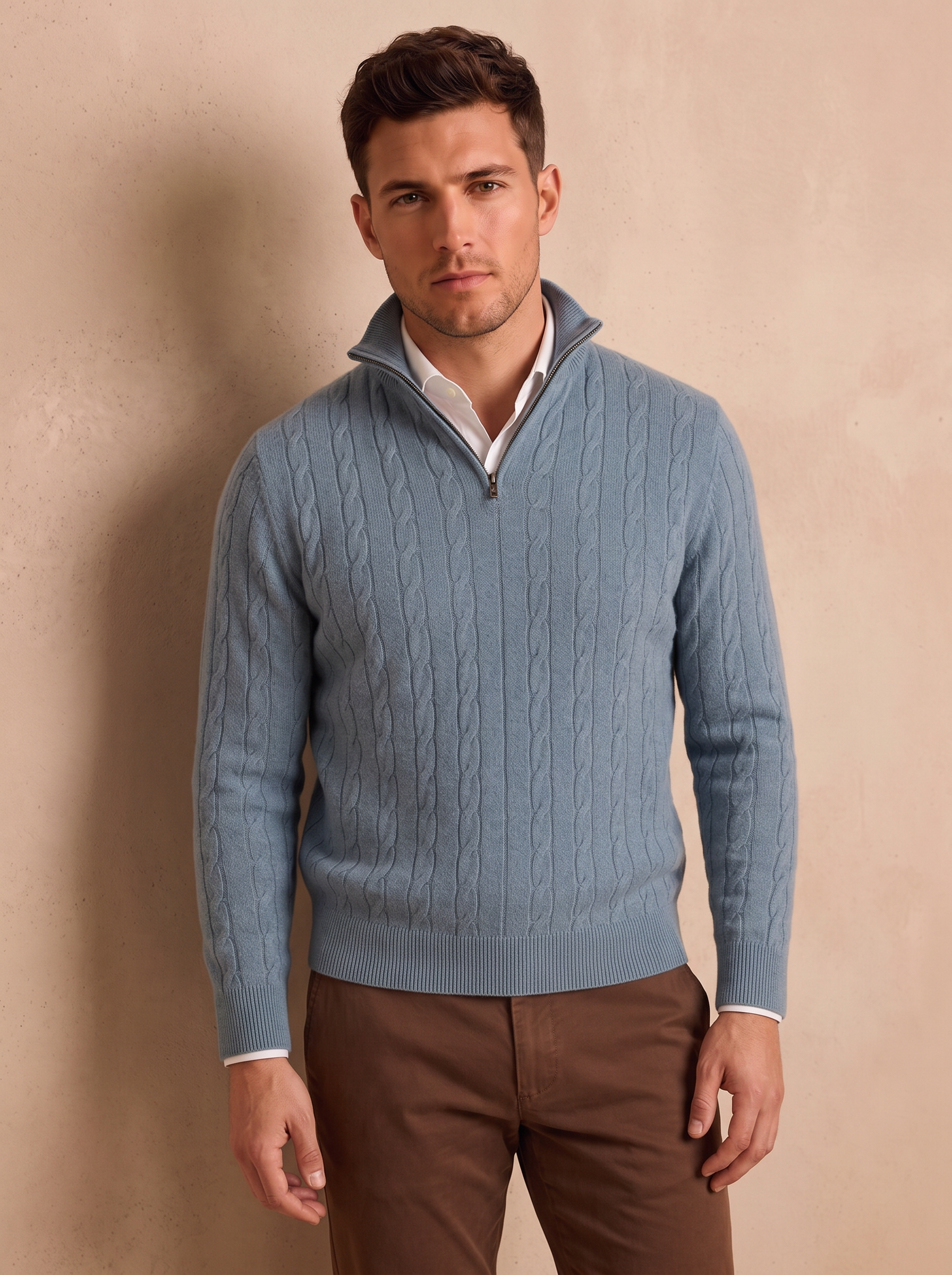 Knit half zip sweatshirt for men