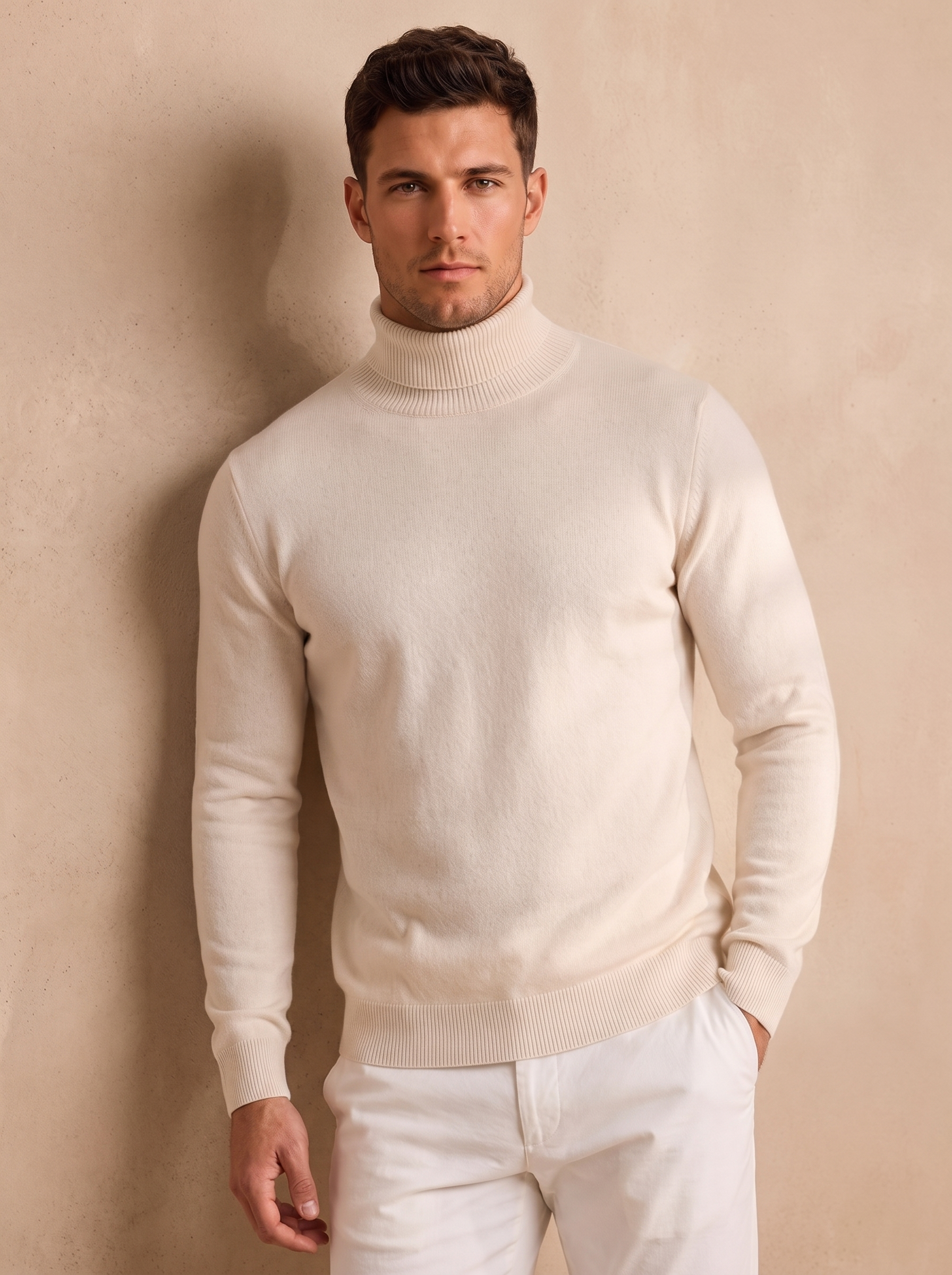 Men's slim fit wool blend turtleneck jumper