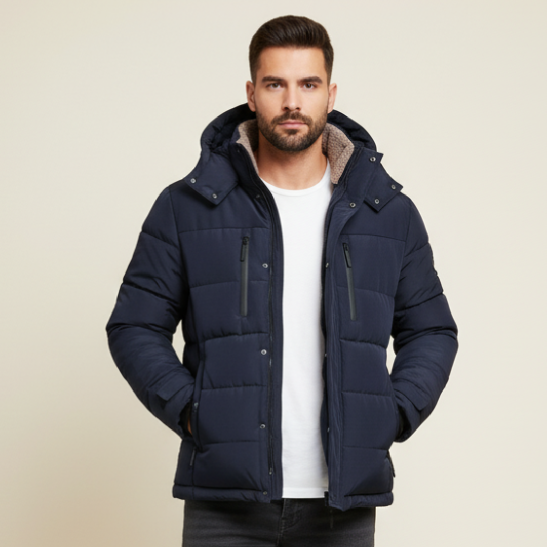hooded puffer jacket with zip closure regular fit