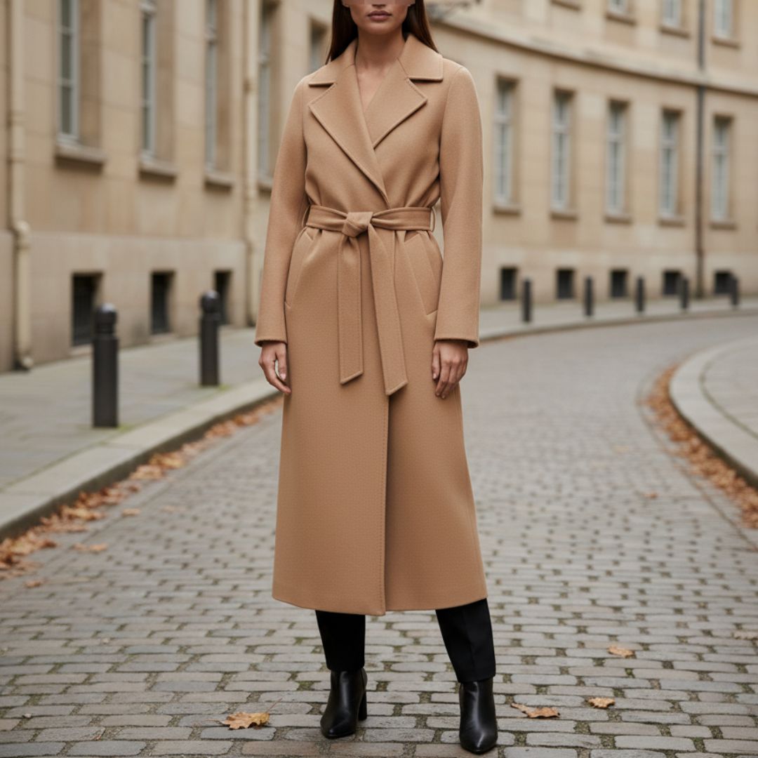 Manteau long ceinturé femme