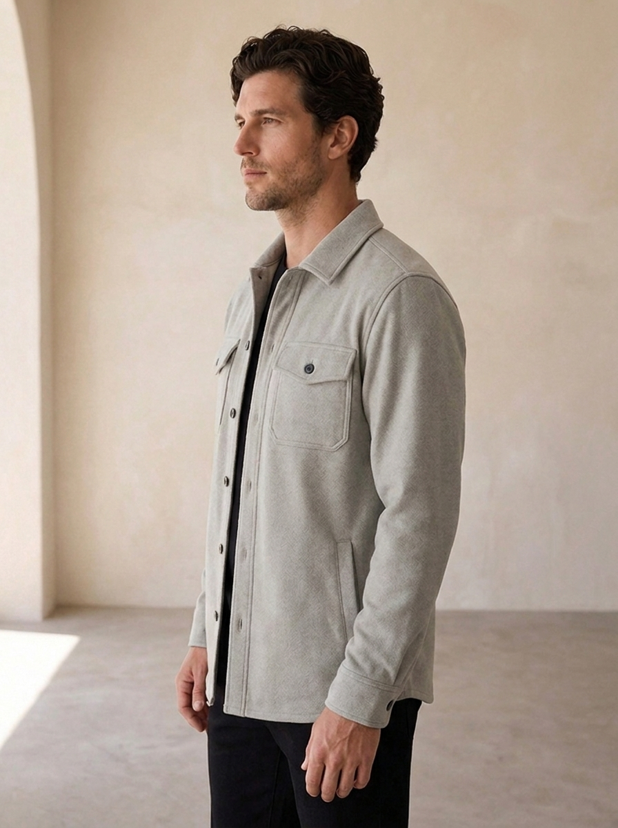 Men's regular fit overshirt with structured collar